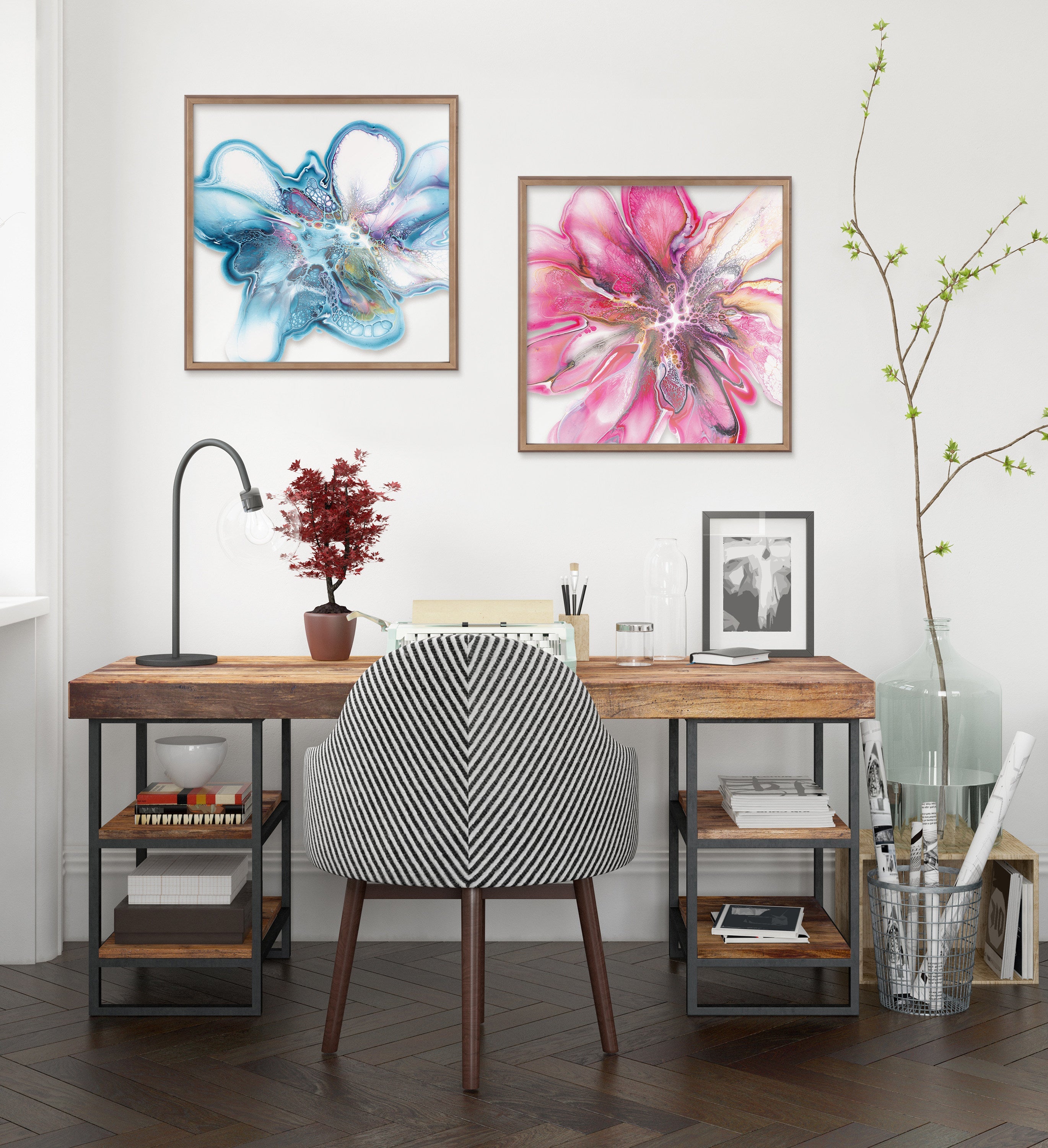 Blake Indigo Blooms Framed Printed Art by Xizhou Xie