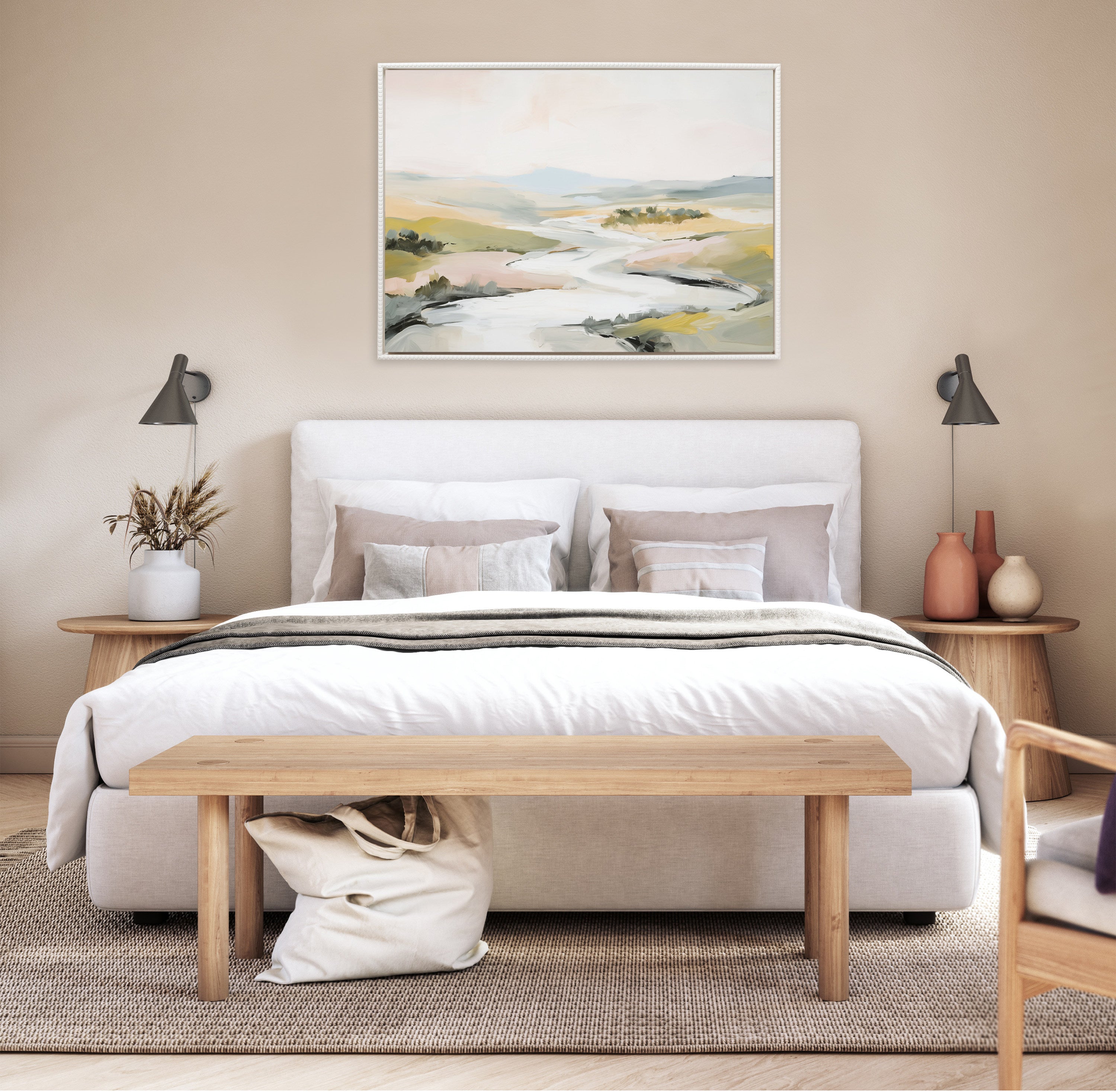 Sylvie Beaded Tranquil Landscape II Framed Canvas by Amy Lighthall