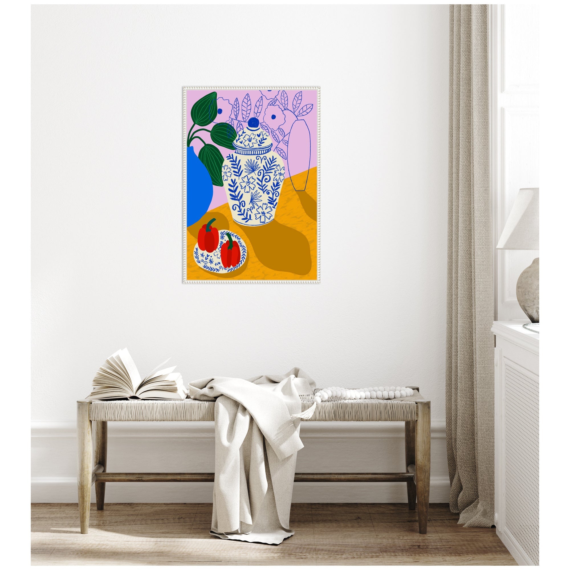 Porcelain and Peppers by Teresa Rego Framed Canvas Wall Art Print