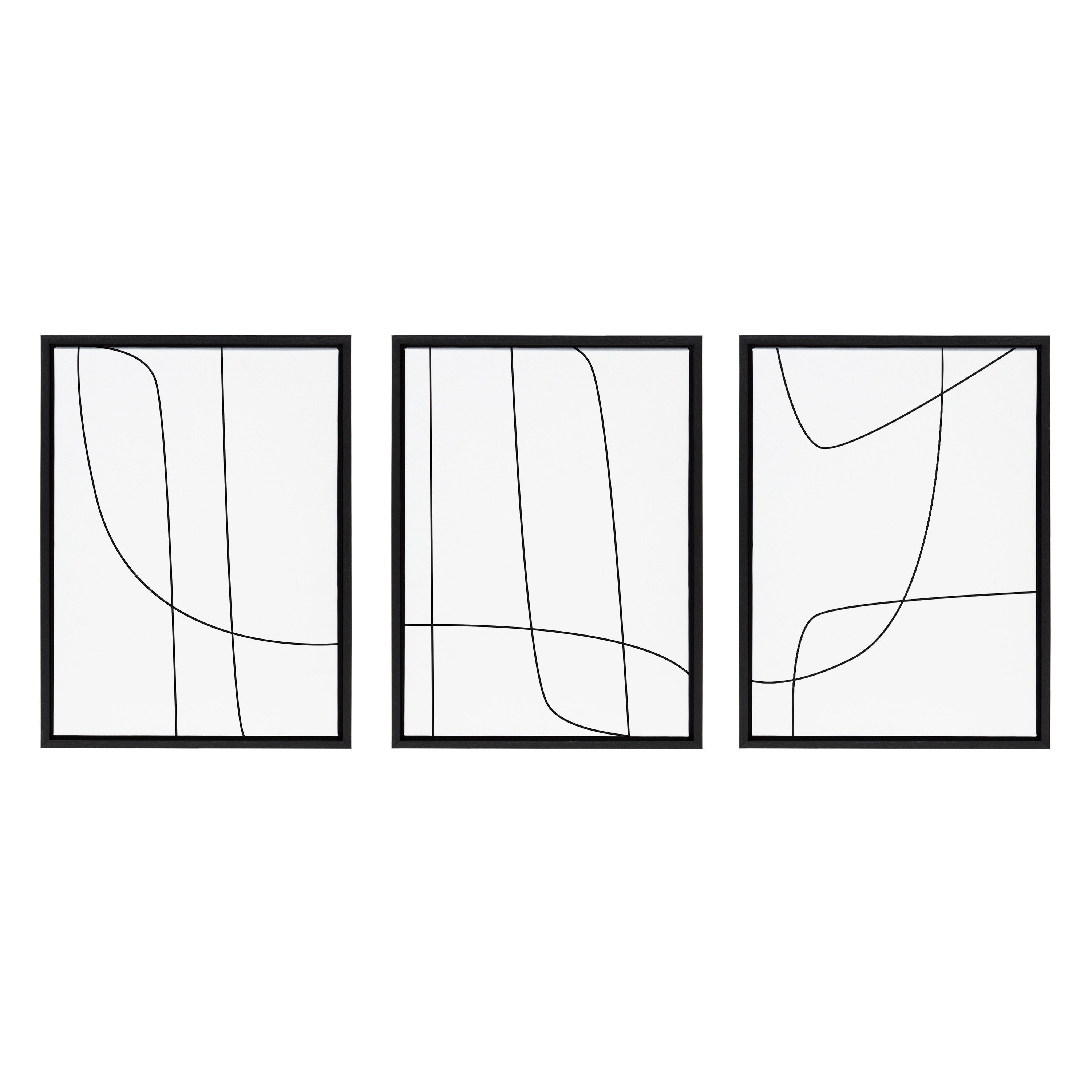 Sylvie Modern Line Abstract Black and White Framed Canvas Set by kateandlaurel - product image 13 for Resin Society