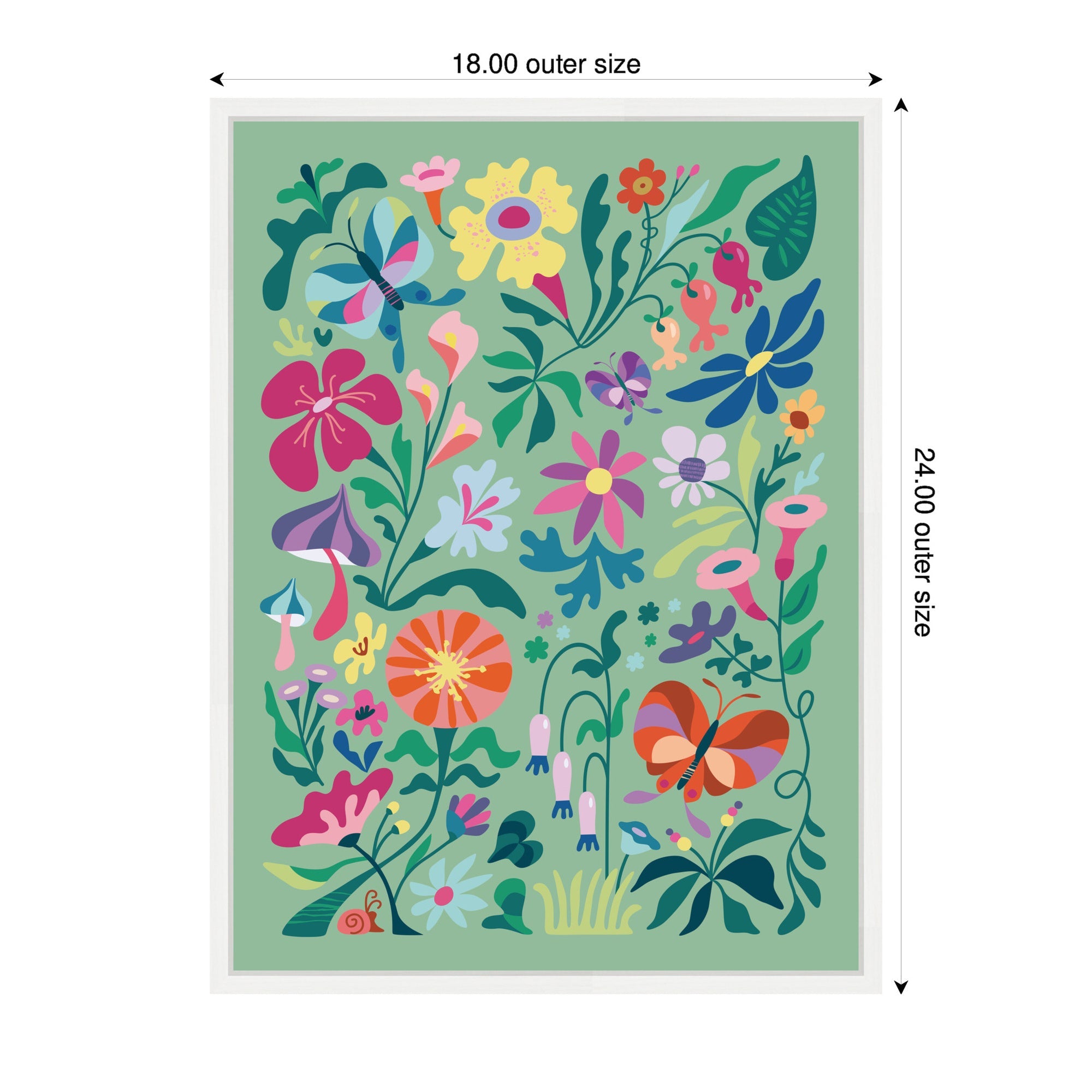 Sylvie Wild flowers and Butterflies Framed Canvas by Rachel Lee
