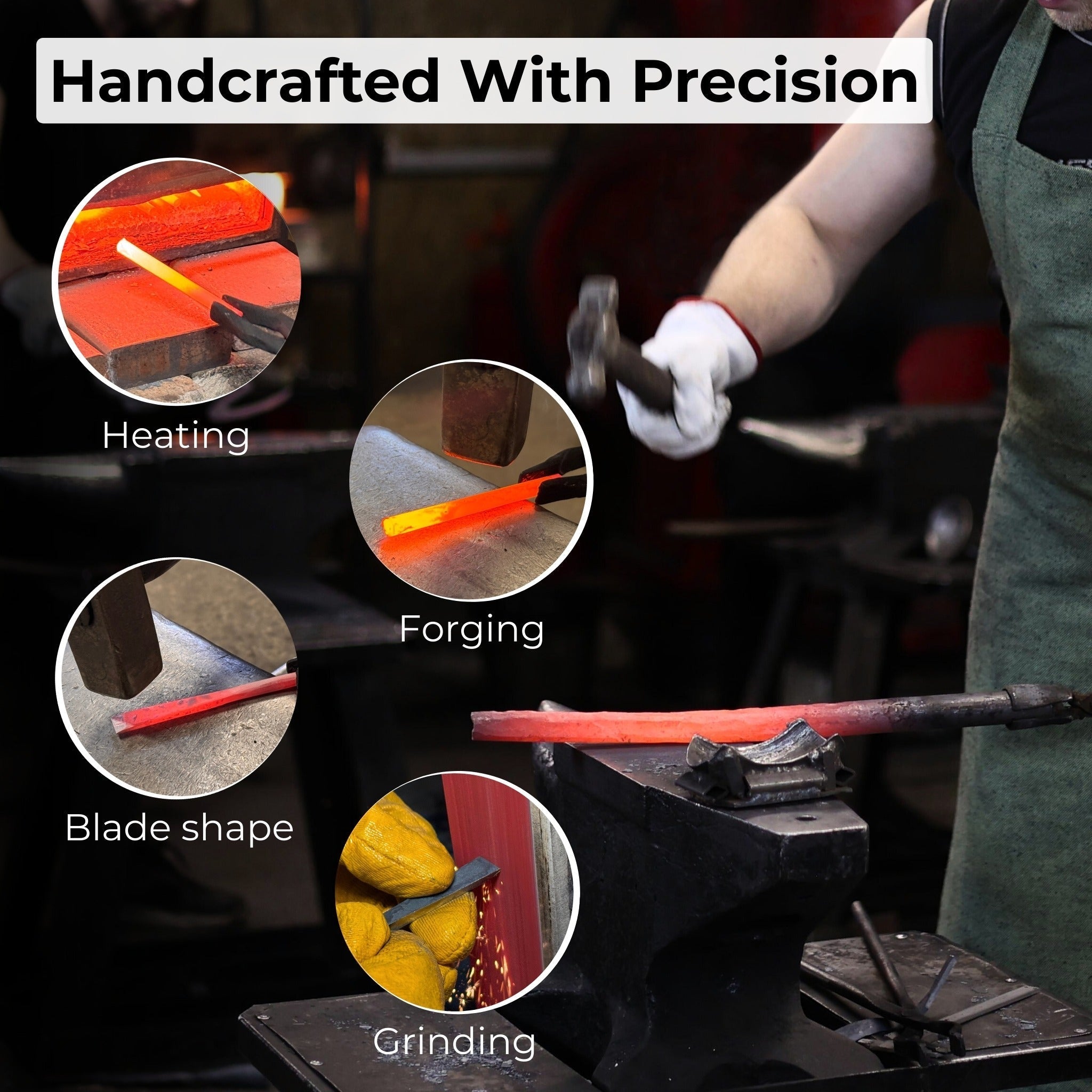 Detail carving chisel with palm handle, 10 mm blade, hand-forged carbon steel blade and ash wood handle