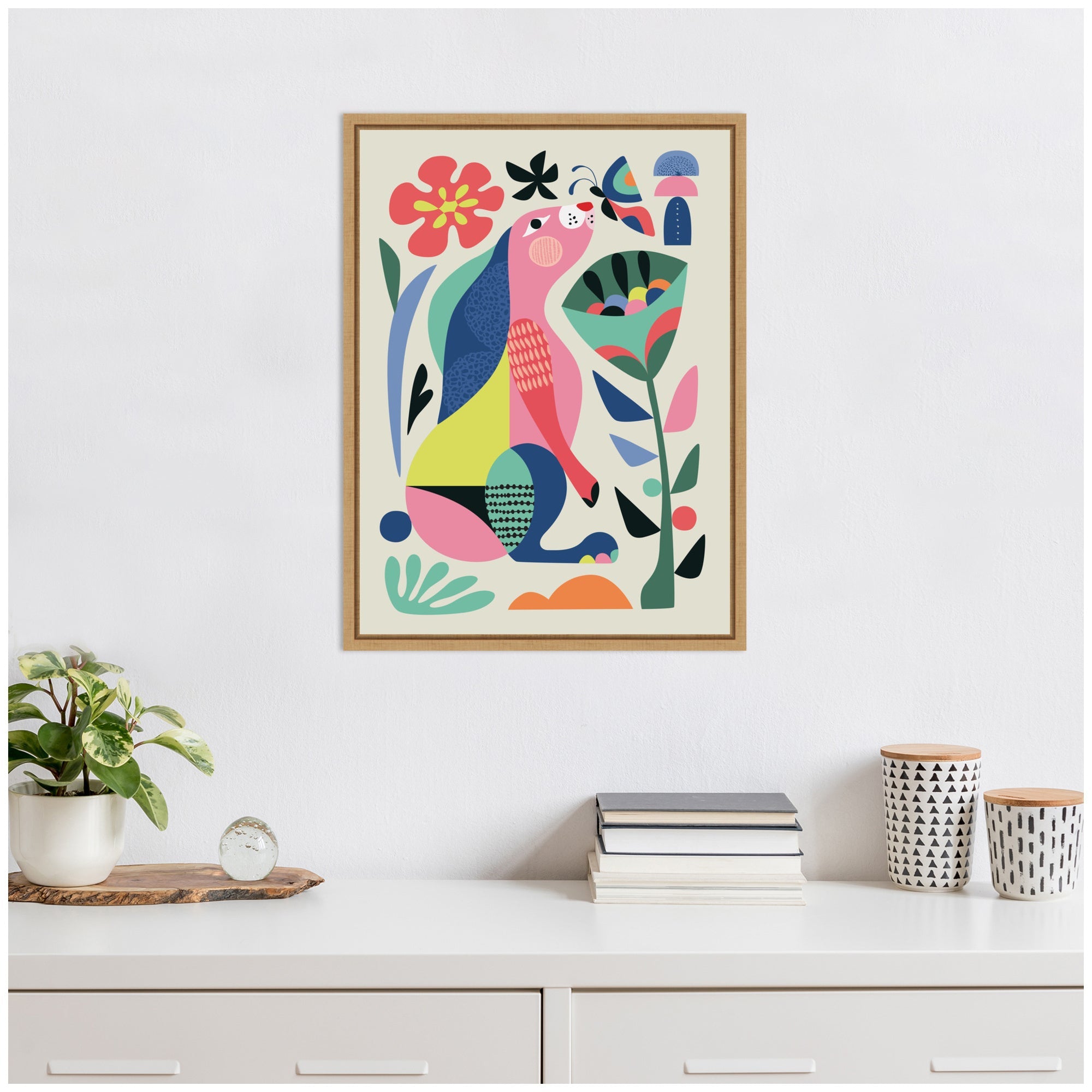 Sylvie Wild Rabbit Framed Canvas by Rachel Lee
