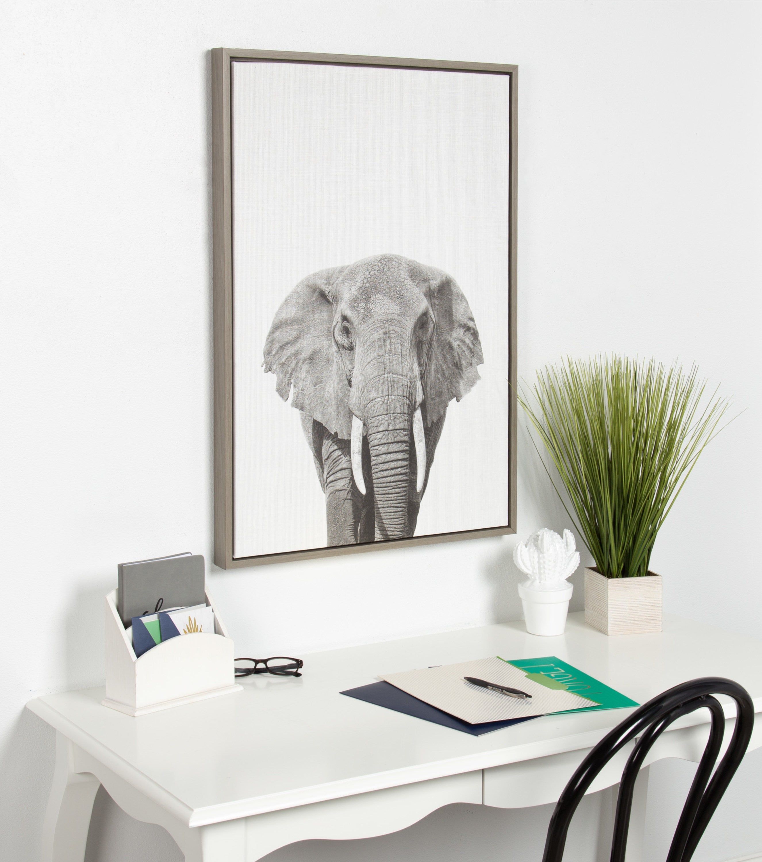Sylvie Elephant Framed Canvas by Simon Te of Tai Prints