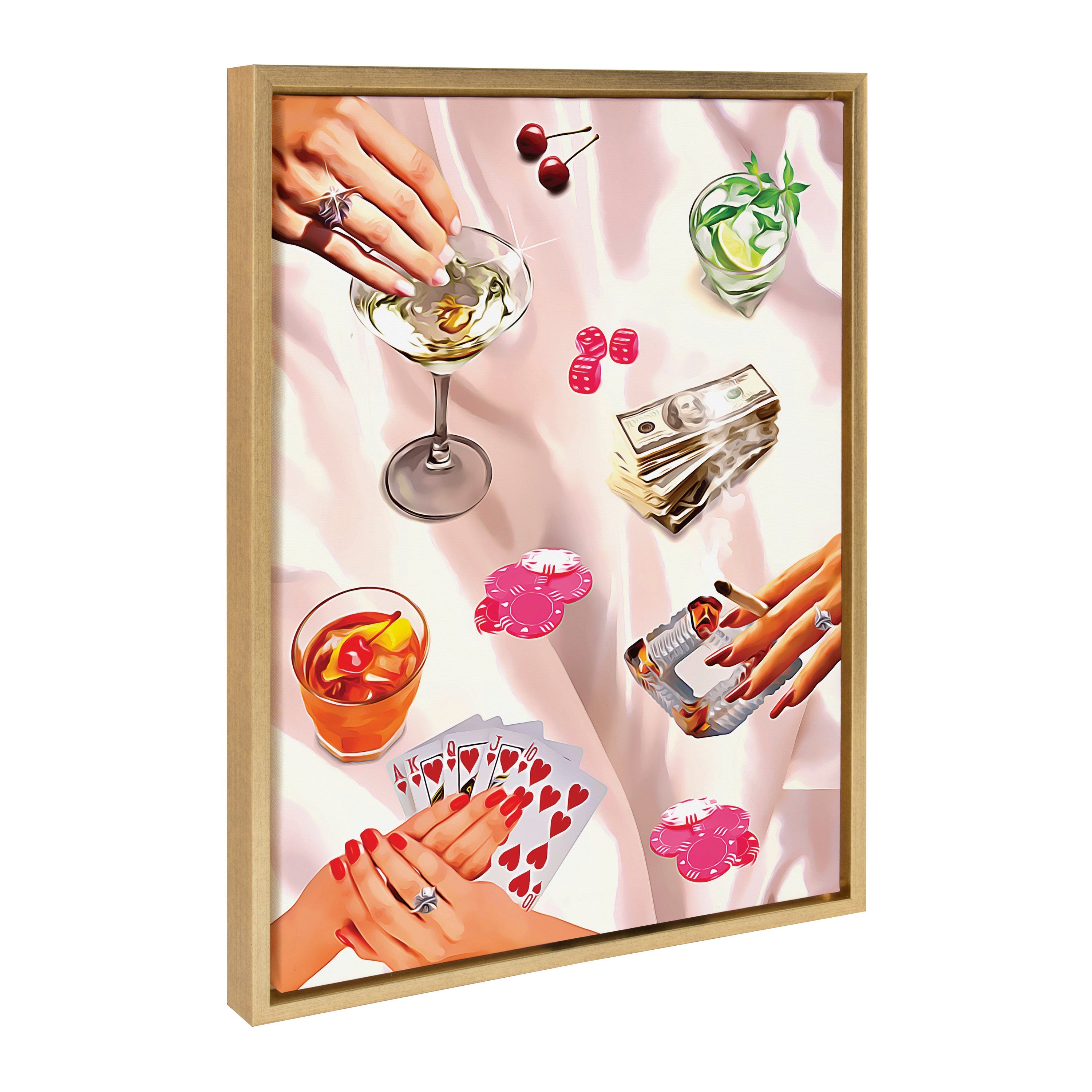 Sylvie Game Night Poker Framed Canvas by Honey Island Studio