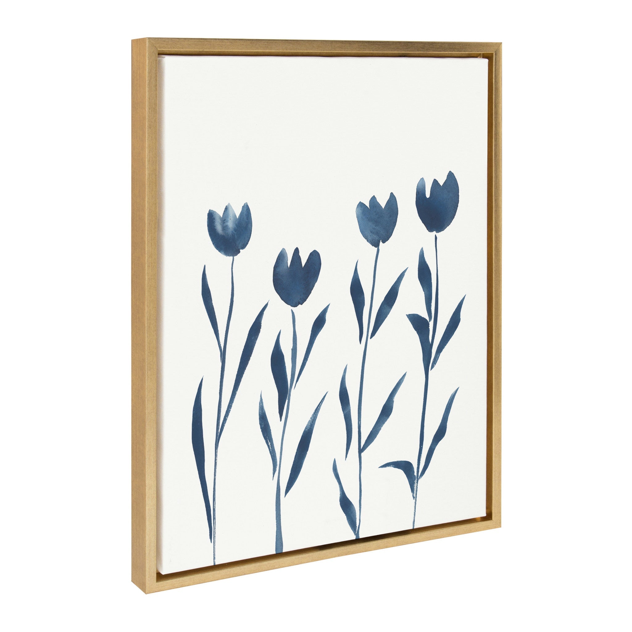 Sylvie Indigo Tulips on White Framed Canvas by kateandlaurel - product image 2 for Resin Society