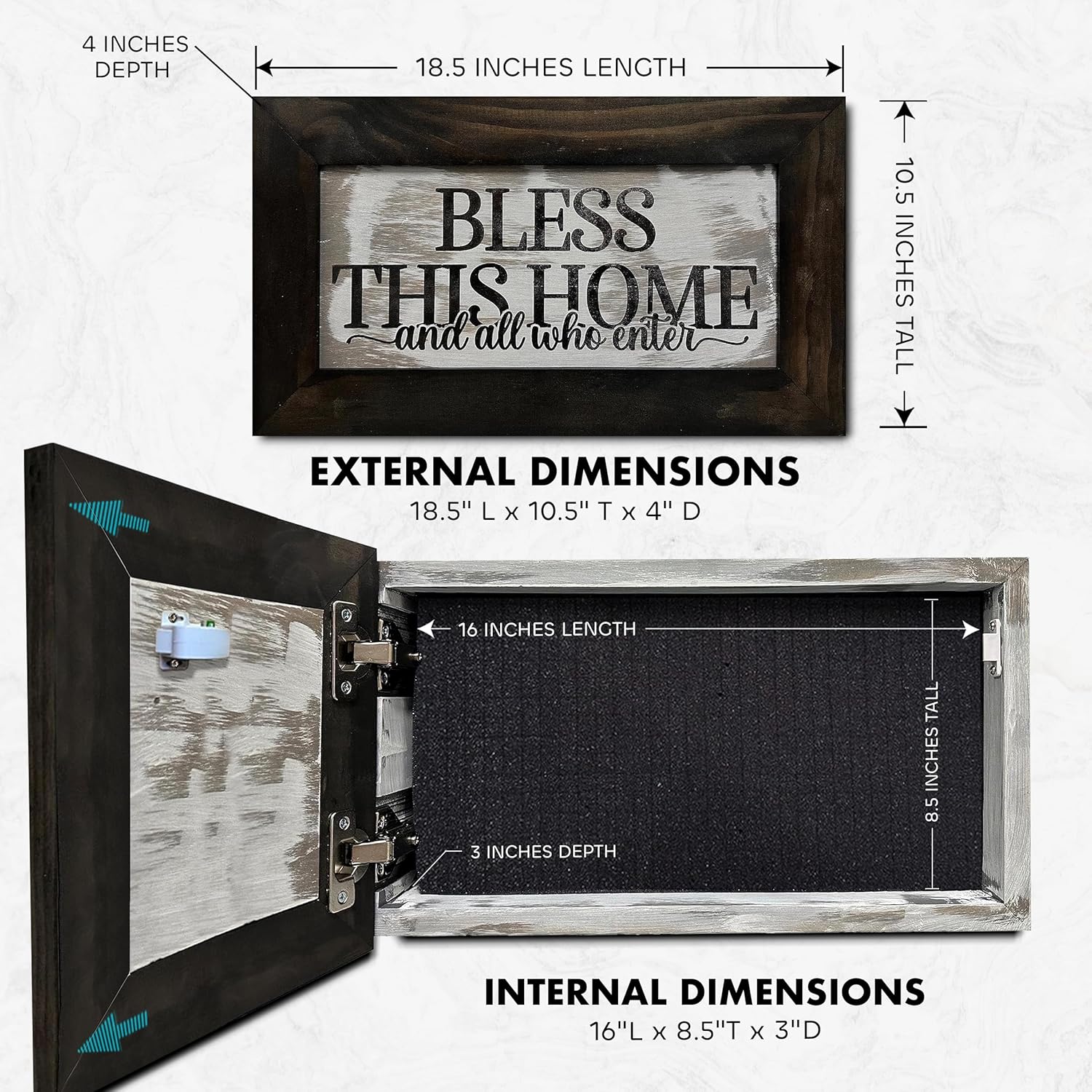 Bless This Home and All Who Enter Hidden Gun Storage Wall Decor by Bellewood Designs - product image 6 for Resin Society