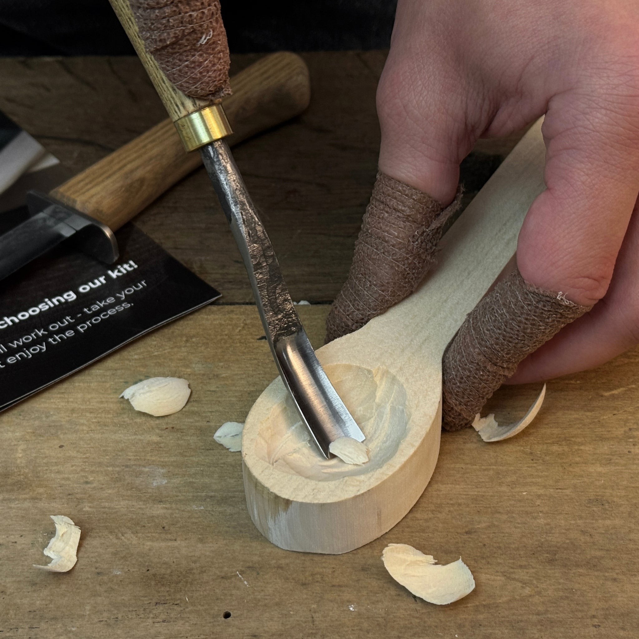 DIY 2-Piece Spoon Carving Kit for Beginners with wood blanks and carving tools