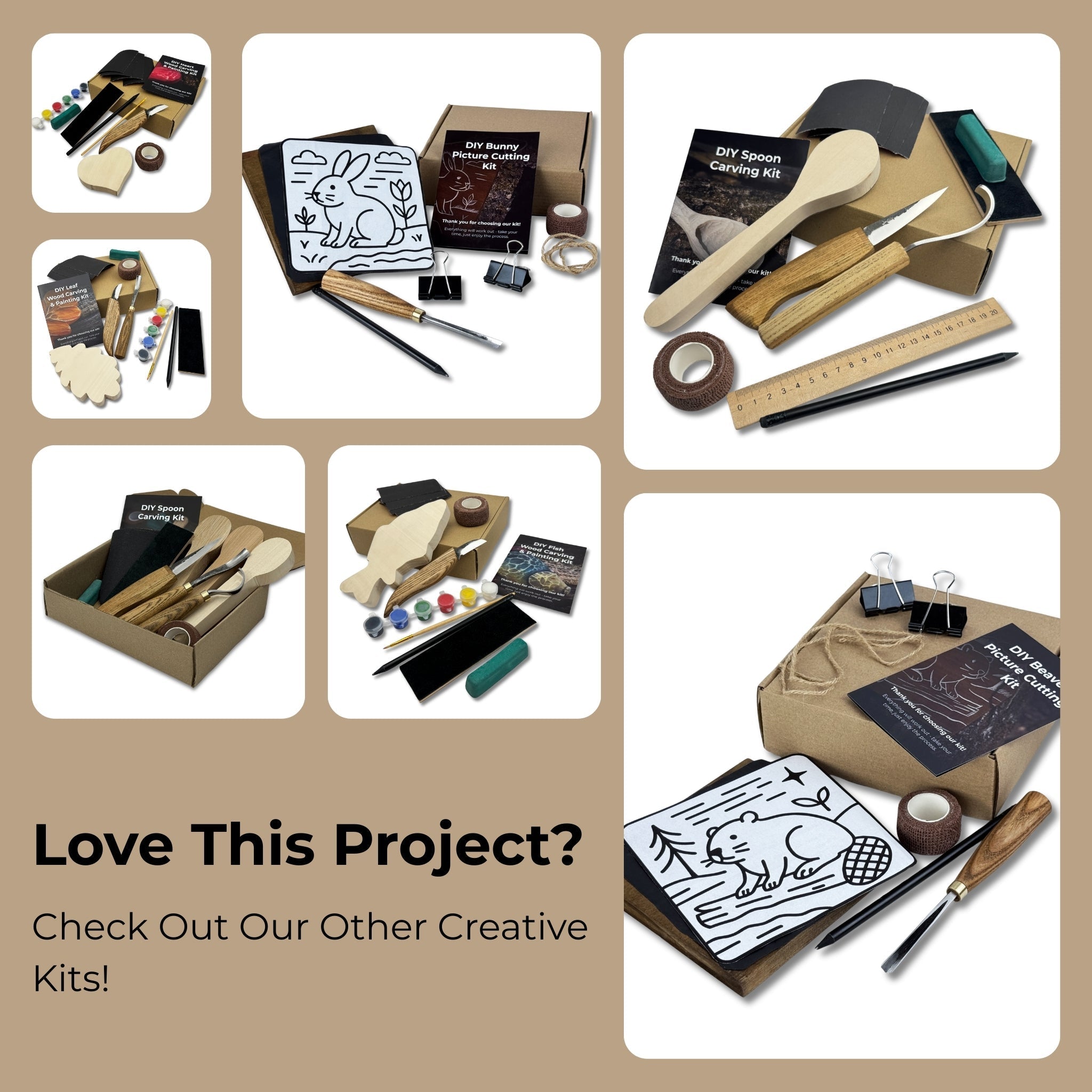 DIY 2-Piece Spoon Carving Kit for Beginners with wood blanks and carving tools