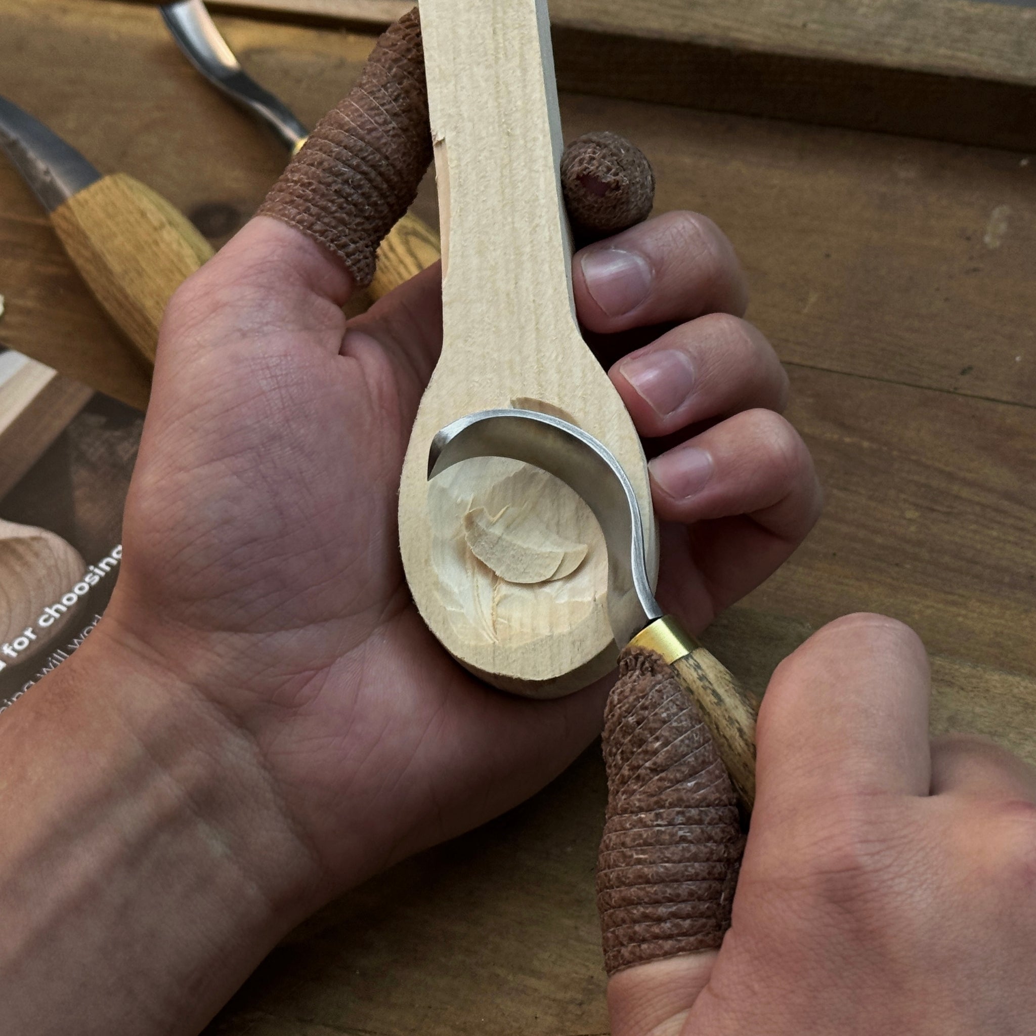DIY 3-Piece Spoon Carving Kit with wood blanks and hand-forged carving tools