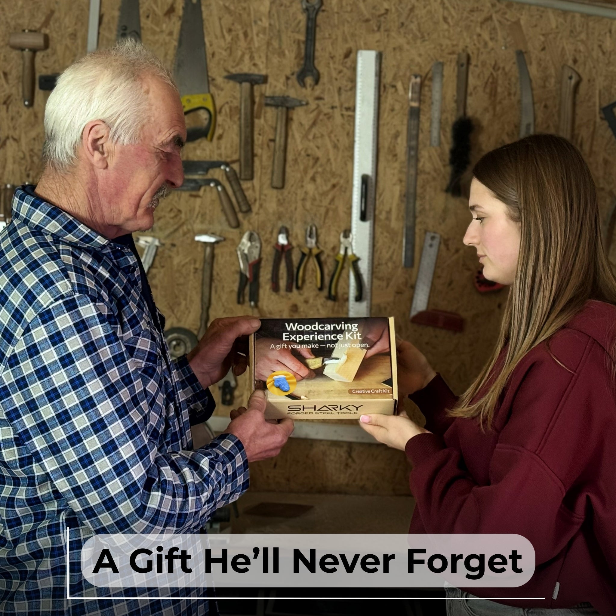 DIY Glove Wood Carving & Painting Kit with carving knife, wooden glove blank, paint set, and tutorial materials