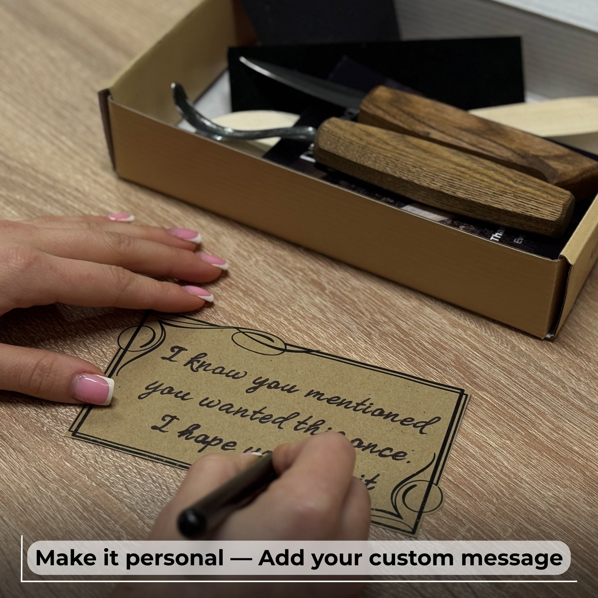 DIY wood carving kit with spoon making tools and pre-cut basswood blank