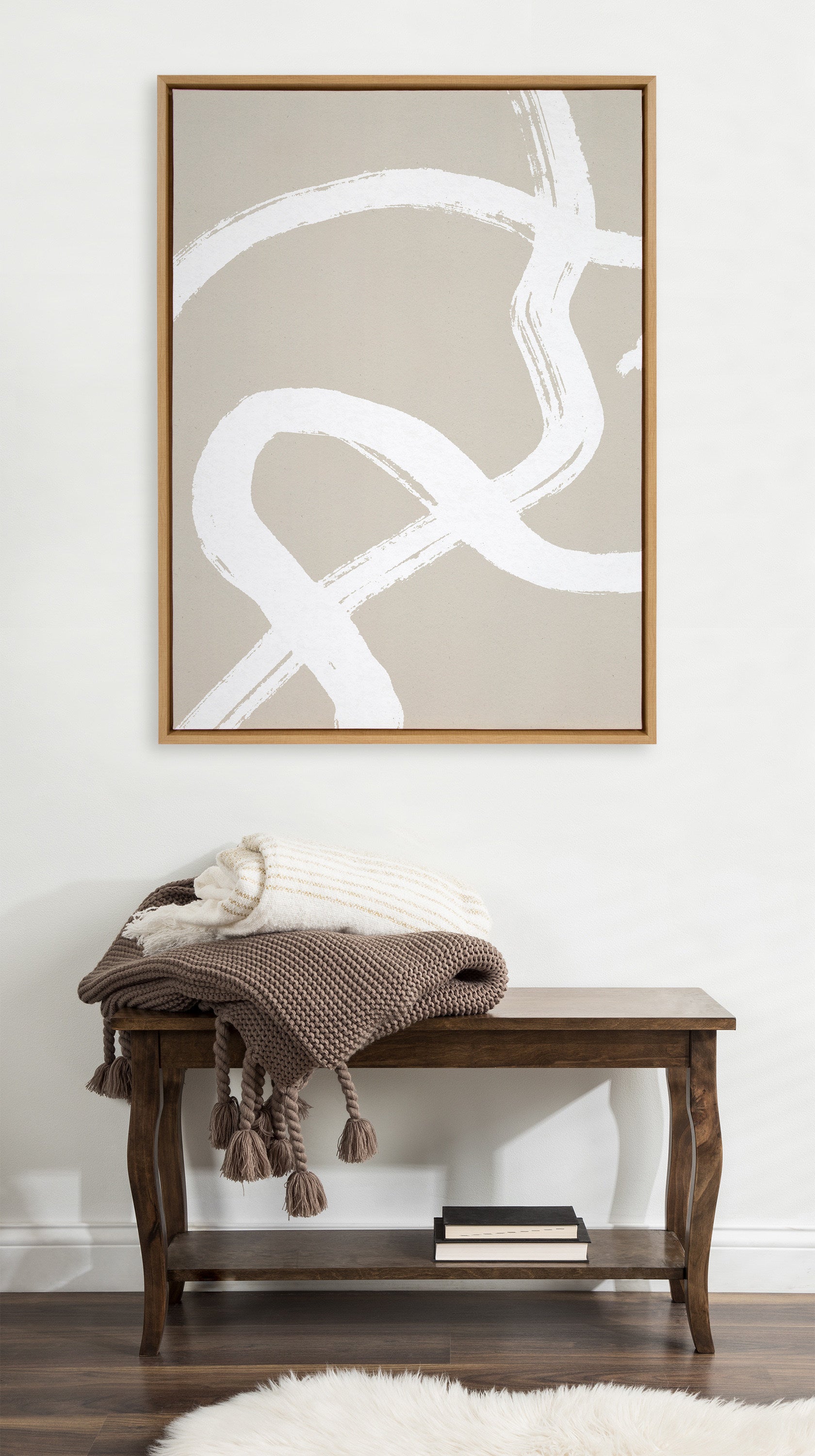 Sylvie White Lines Framed Canvas by kateandlaurel - product image 4 for Resin Society