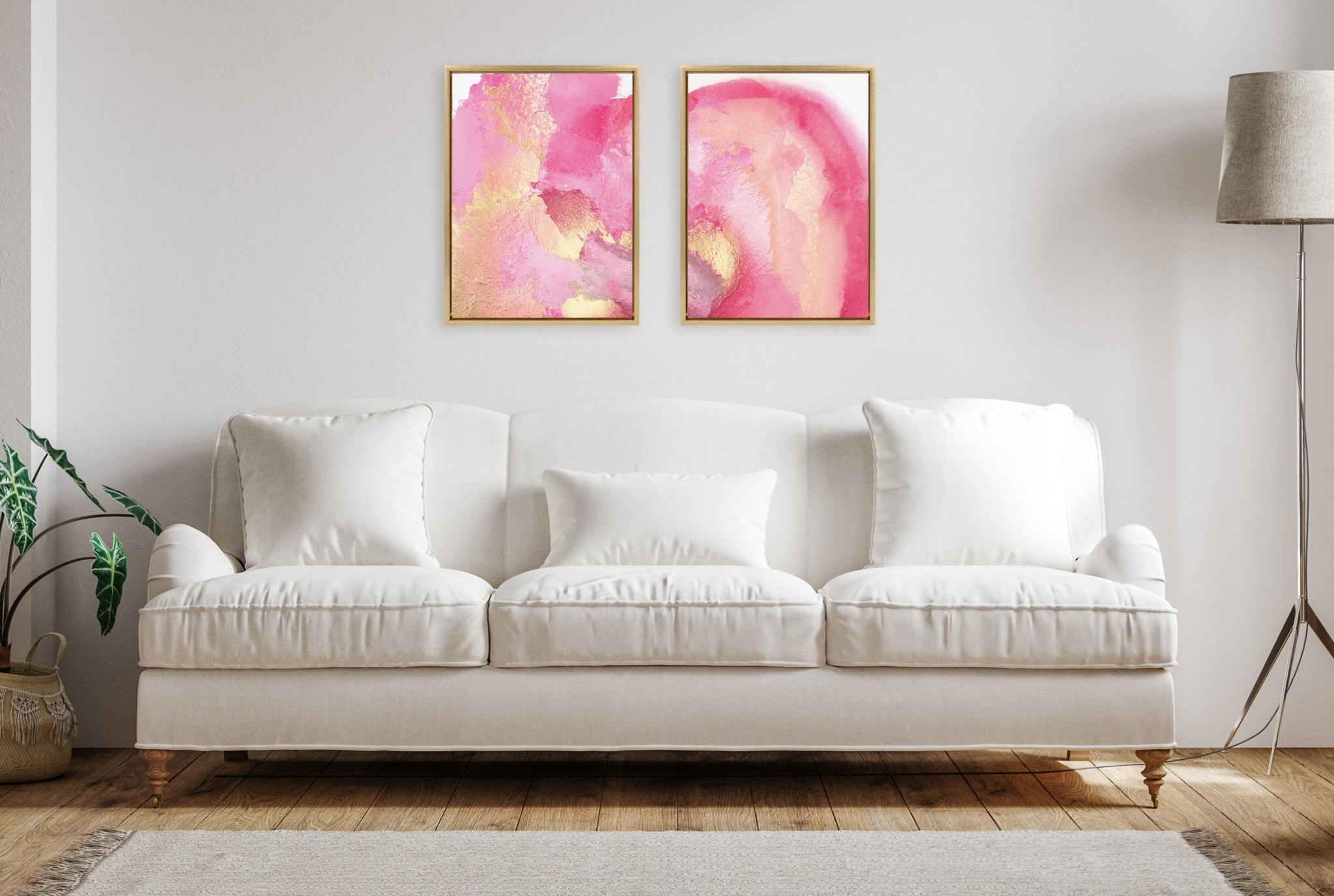 Sylvie Pink Golden Hour 1 and 2 Framed Canvas Art Set by Mentoring Positives