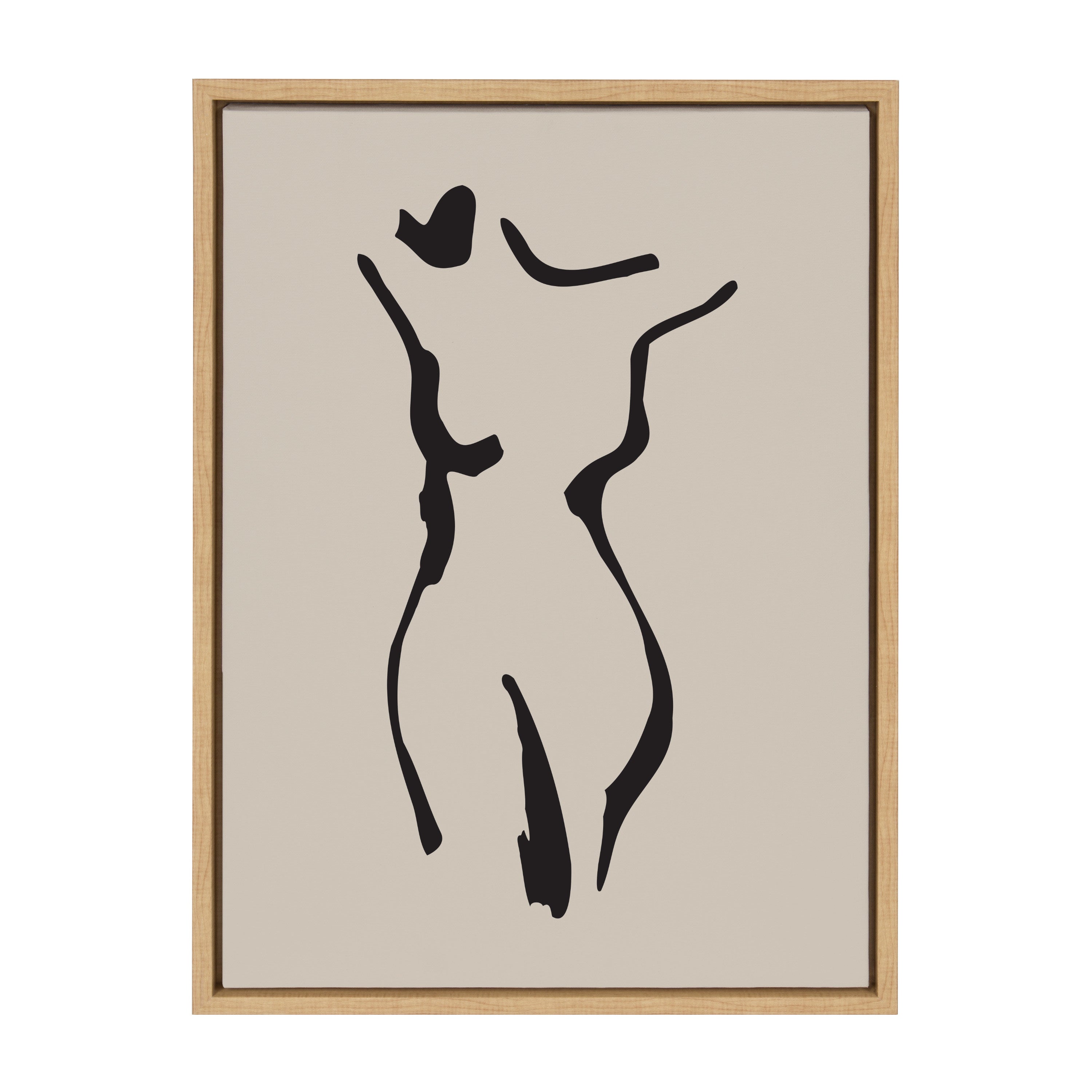 Sylvie Minimalist Neutral Line Art Drawing Body Framed Canvas by kateandlaurel - product image 2 for Resin Society