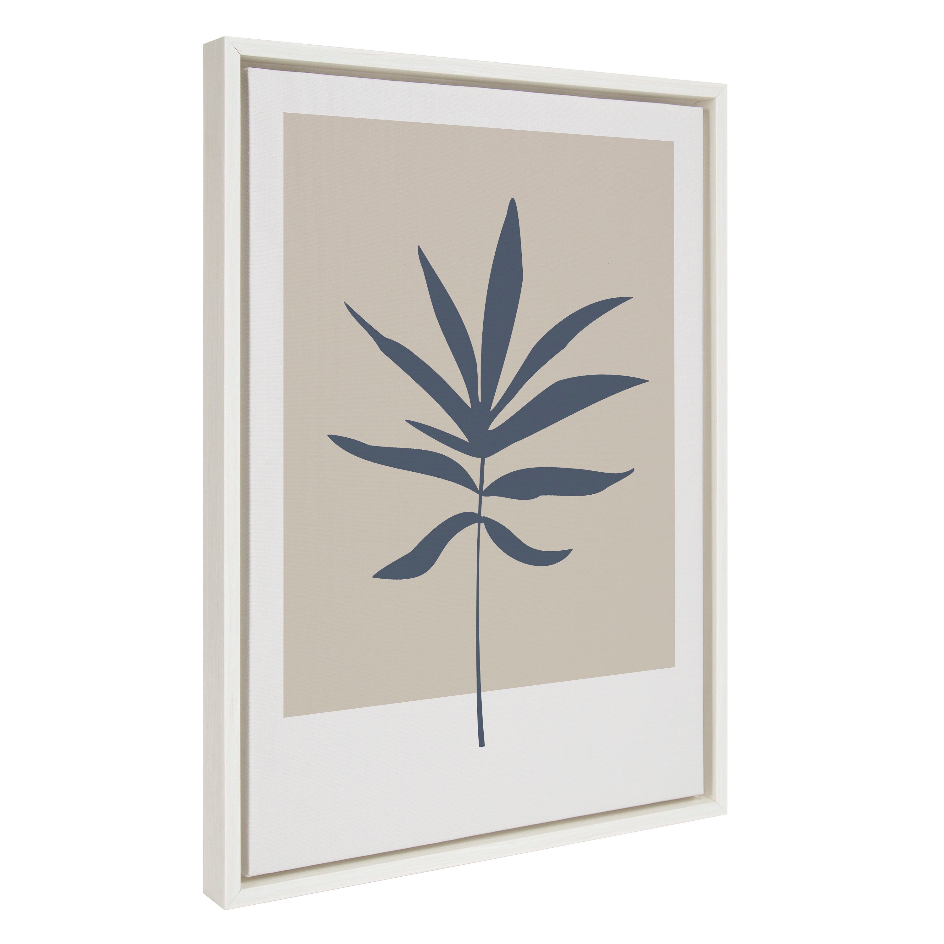 Sylvie Muted Tan and Blue Colorblock Botanical Leaf Framed Canvas by kateandlaurel - product image 7 for Resin Society