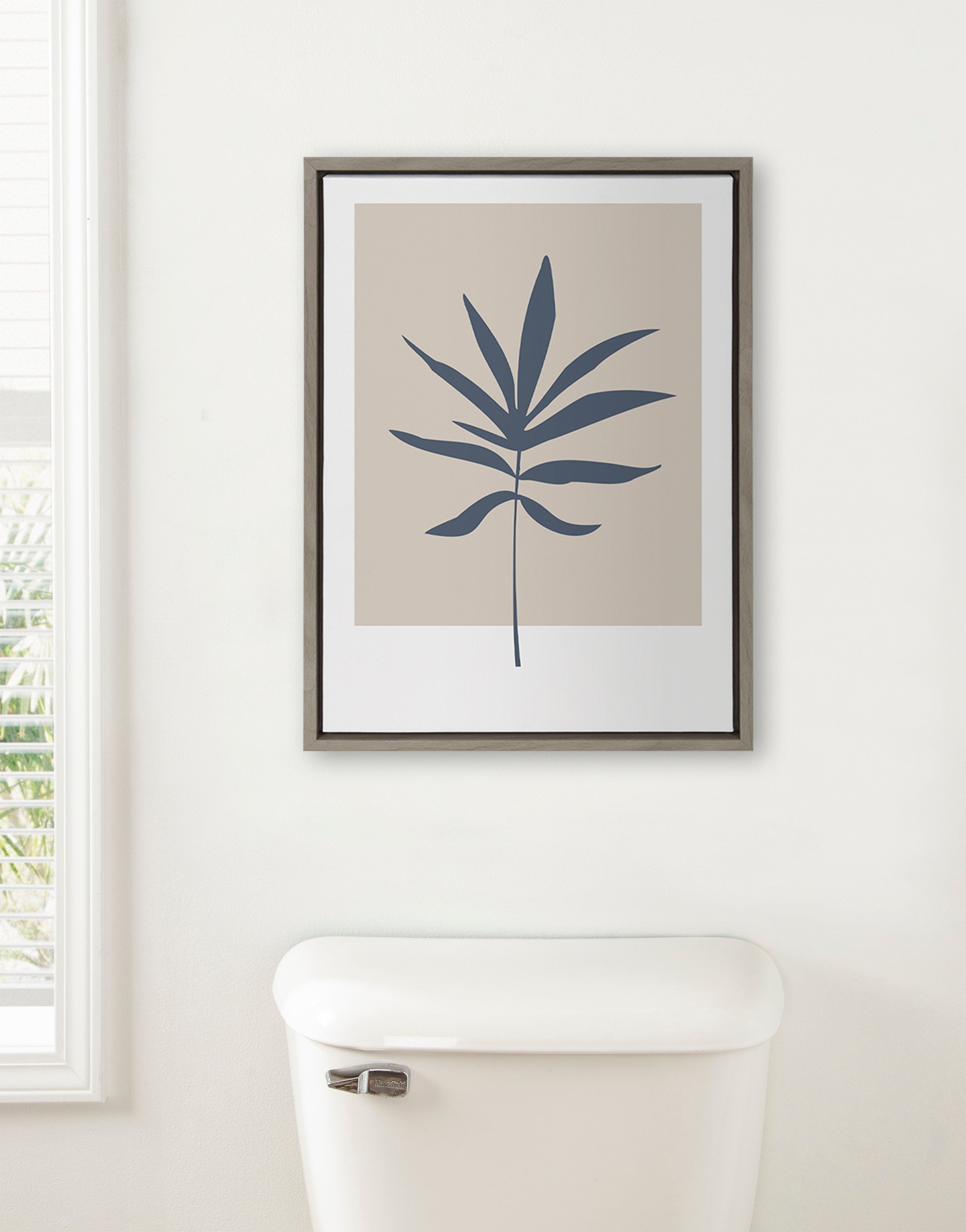 Sylvie Muted Tan and Blue Colorblock Botanical Leaf Framed Canvas by kateandlaurel - product image 16 for Resin Society