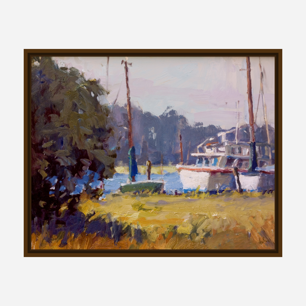 Docks at Daybreak Artist Enhanced Canvas Print by John Beard Collection - product image 7 for Resin Society