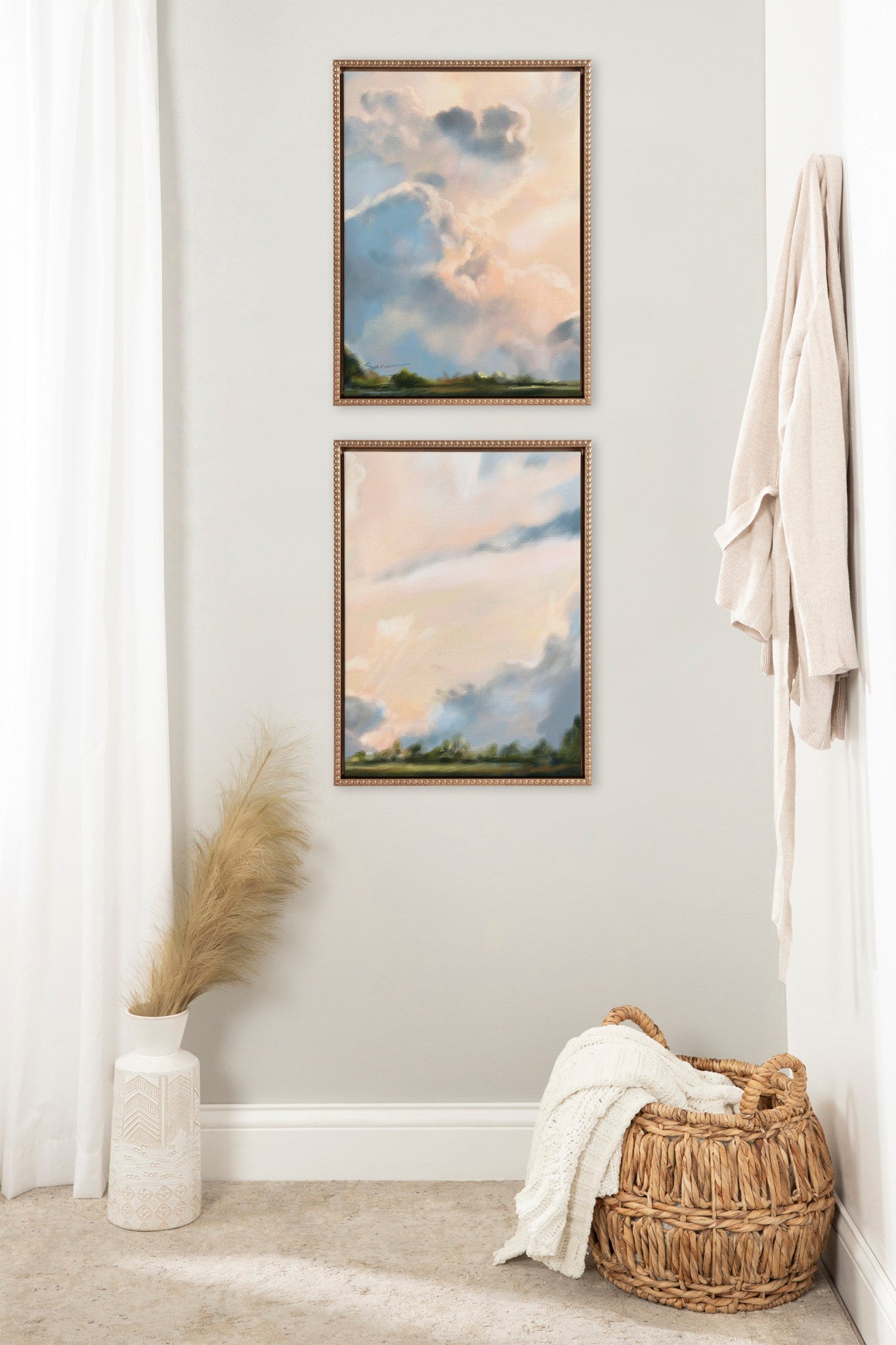 Sylvie Beaded Clouds Framed Canvas Art Set by Mary Sparrow