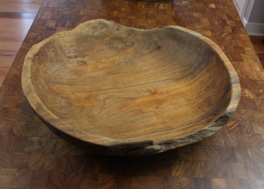 Large Live Edge Teak Bowl by Tuckahoe Hardwoods
