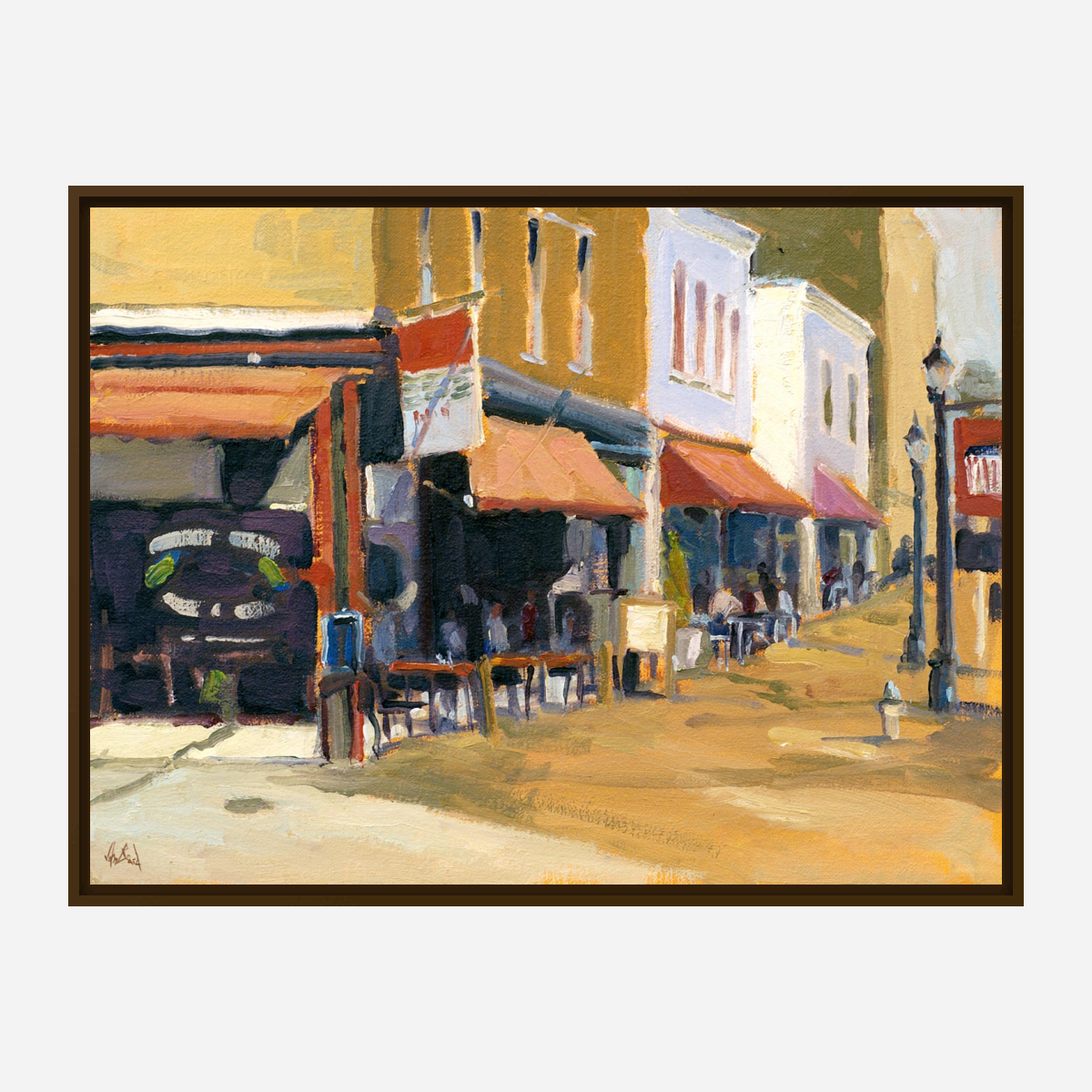 Downtown Cafe Artist Enhanced Canvas Print