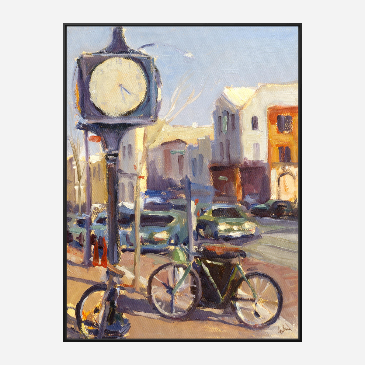Downtown Clock Artist Enhanced Canvas Print