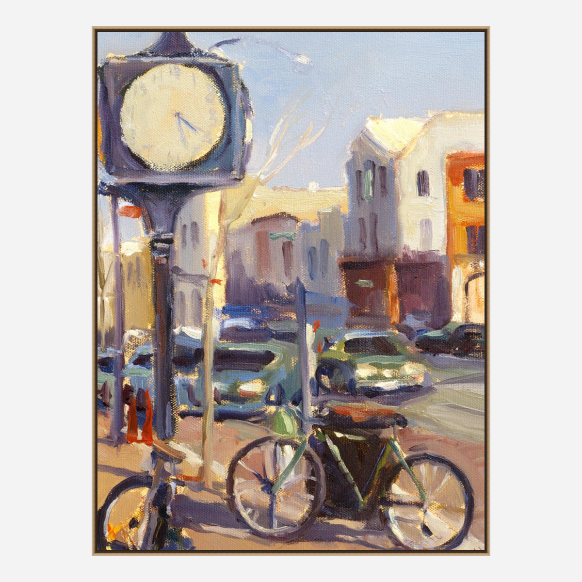 Downtown Clock Artist Enhanced Canvas Print