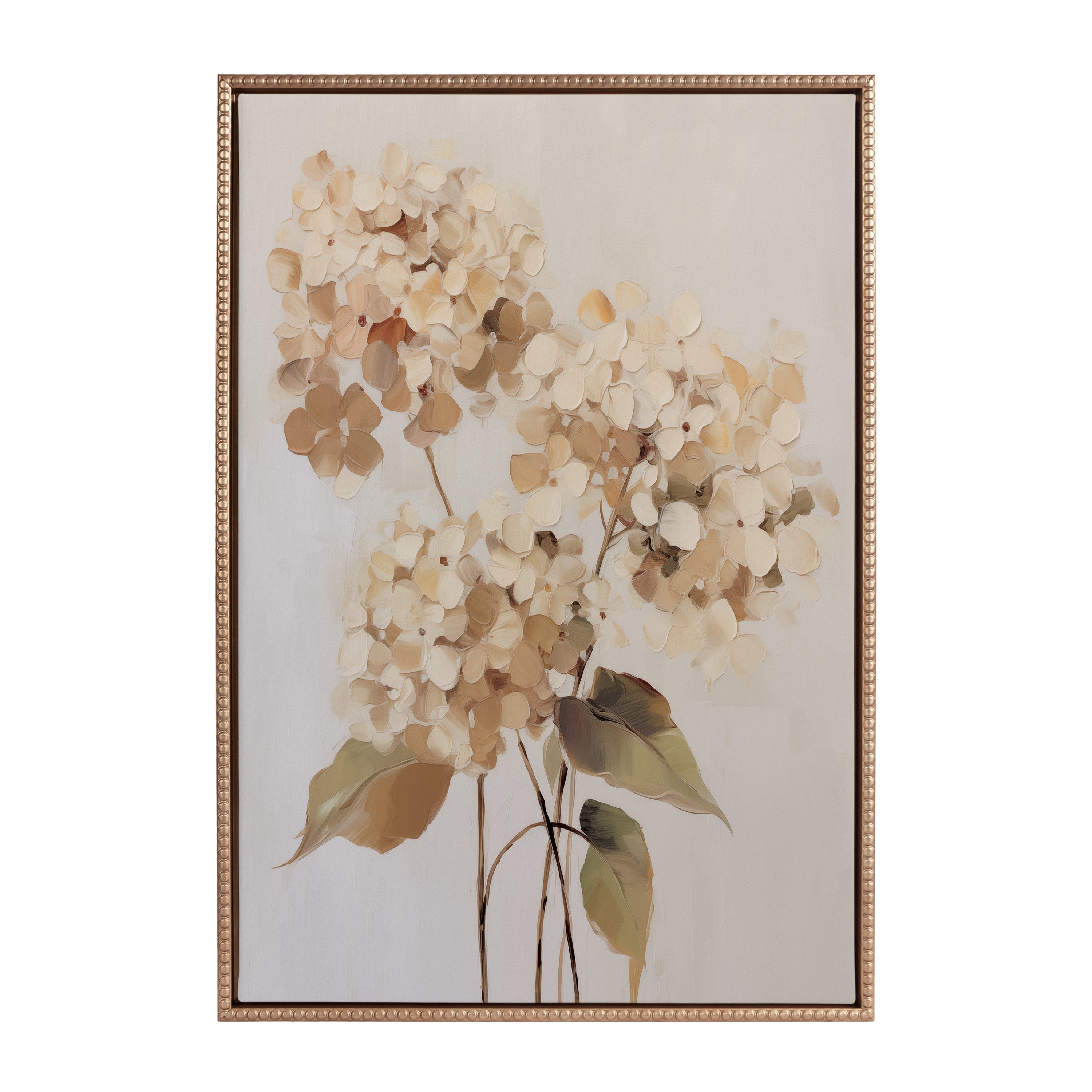 Sylvie Beaded Soft Hydrangeas Framed Canvas by The Creative Bunch Studio