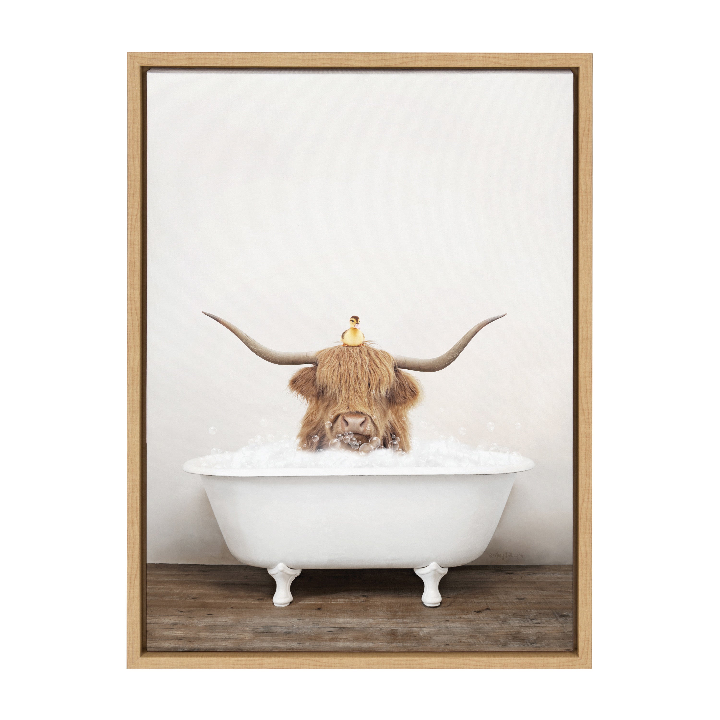 Sylvie Highland Cow and Duckling in Rustic Bath Framed Canvas by kateandlaurel - product image 20 for Resin Society