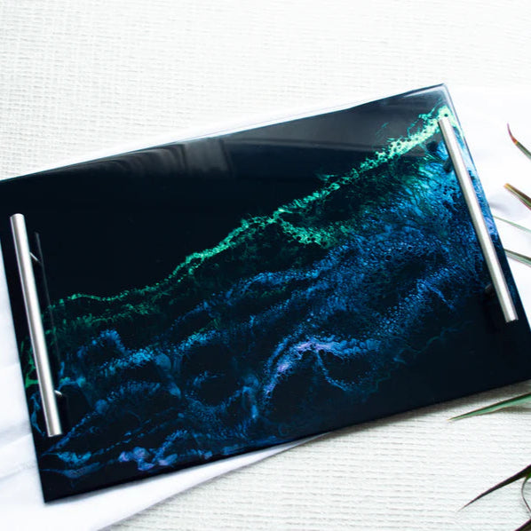 Acrylic Resin Serving Tray on a white surface with a plant