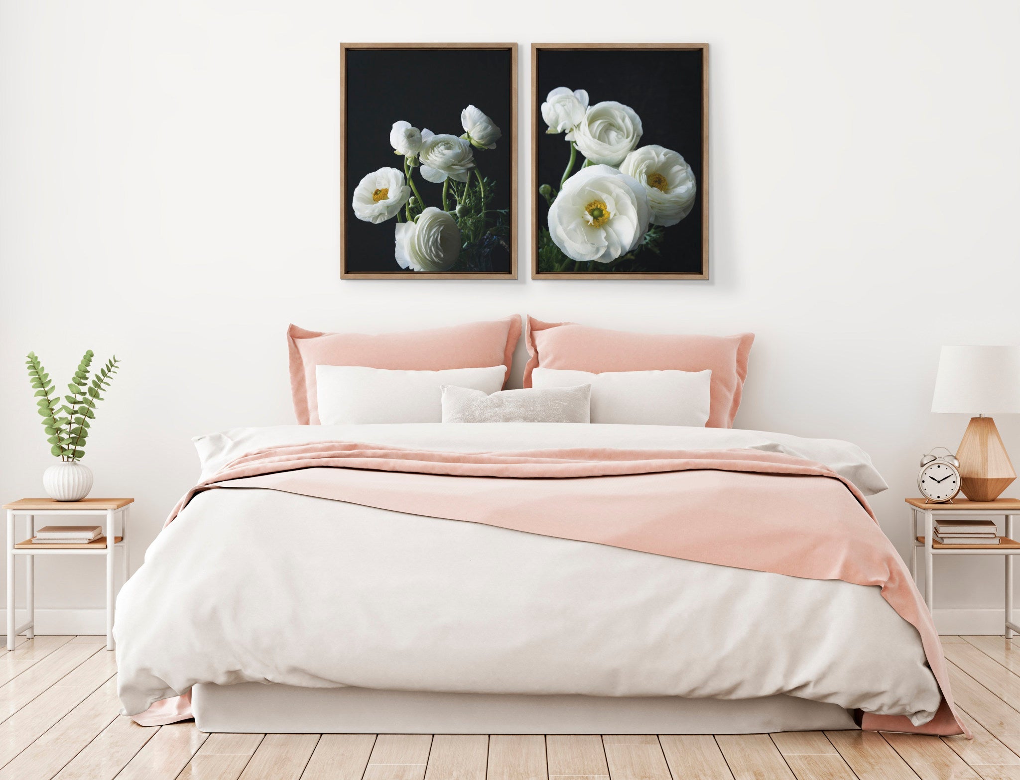 Sylvie White Ranunculus Framed Canvas Set by kateandlaurel - product image 7 for Resin Society