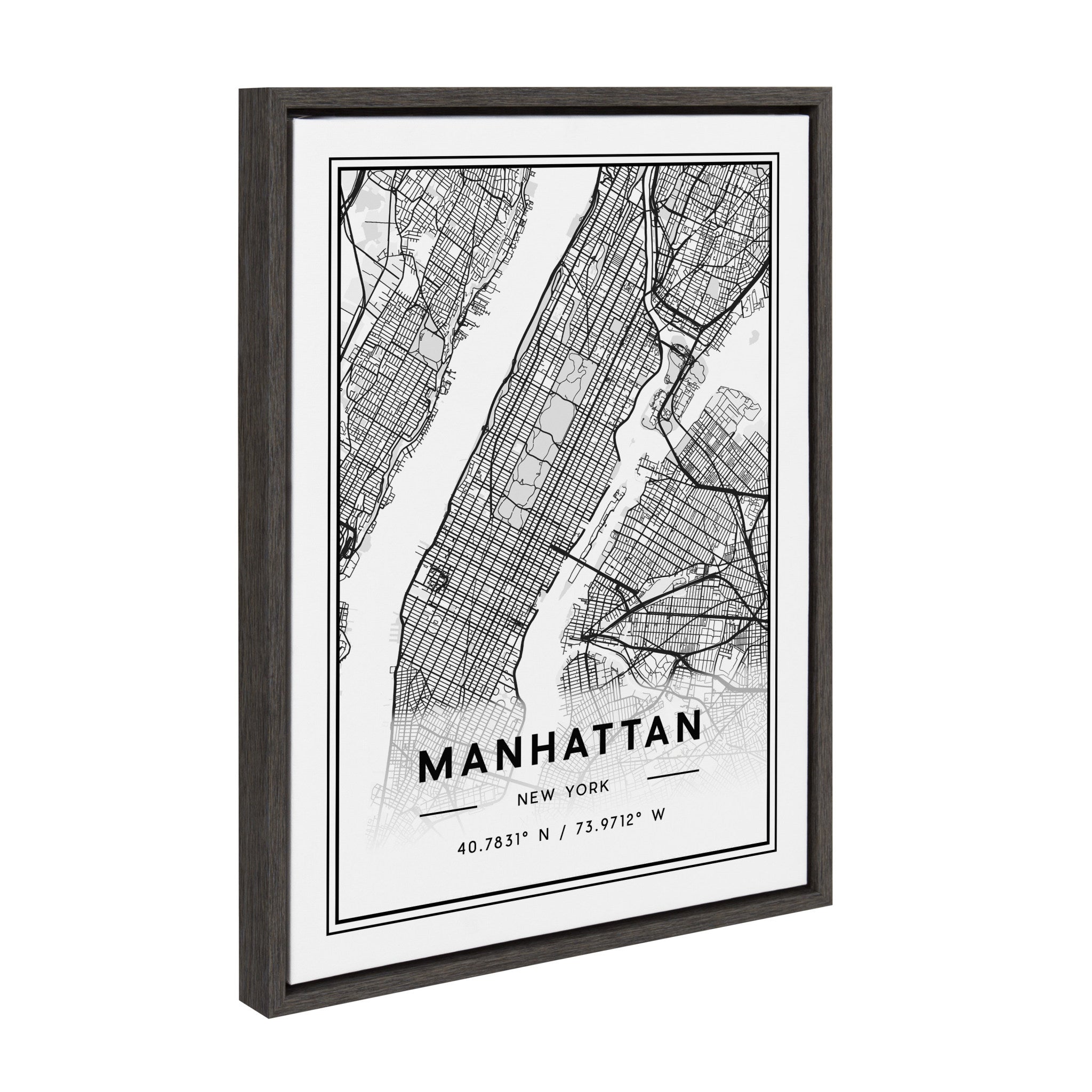 Sylvie Manhattan Modern Map Framed Canvas by kateandlaurel - product image 2 for Resin Society