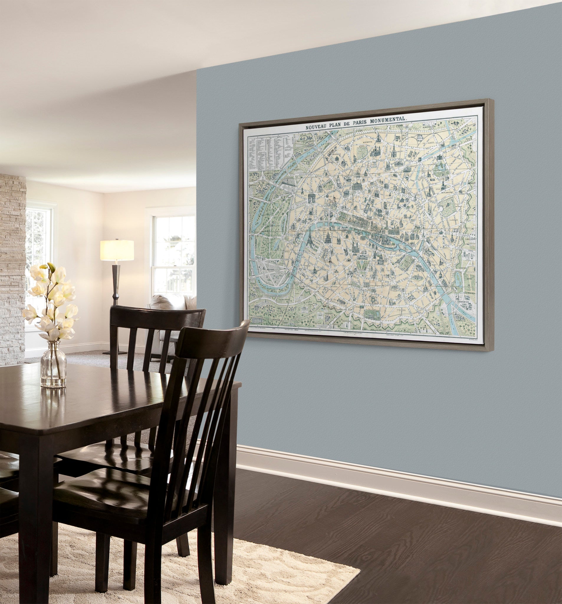 Sylvie Nouveau Plan De Paris Monumental Map Framed Canvas by kateandlaurel - product image 7 for Resin Society