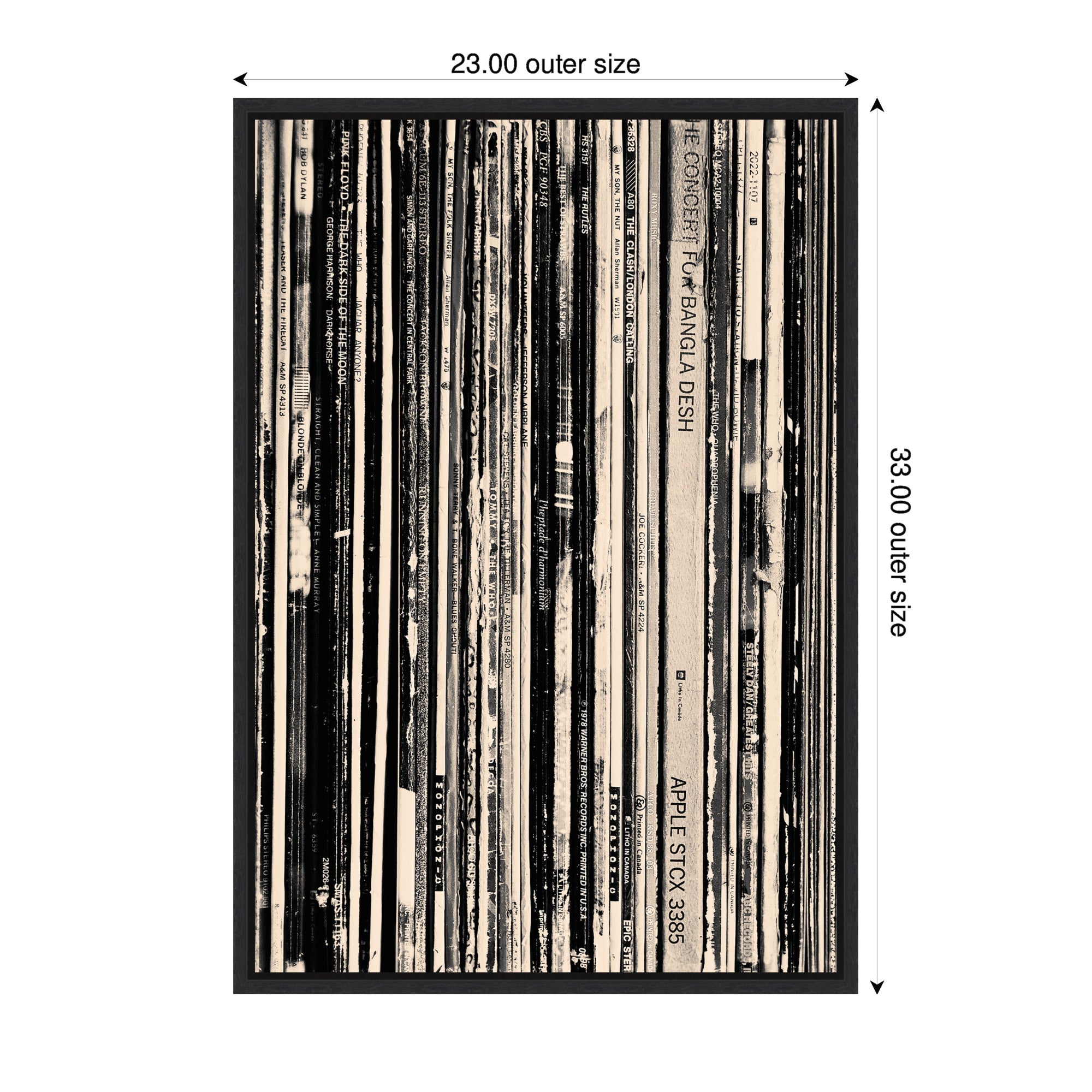 33 RPM Black and White 23x33 by Robert Cadloff Framed Canvas Wall Art Print