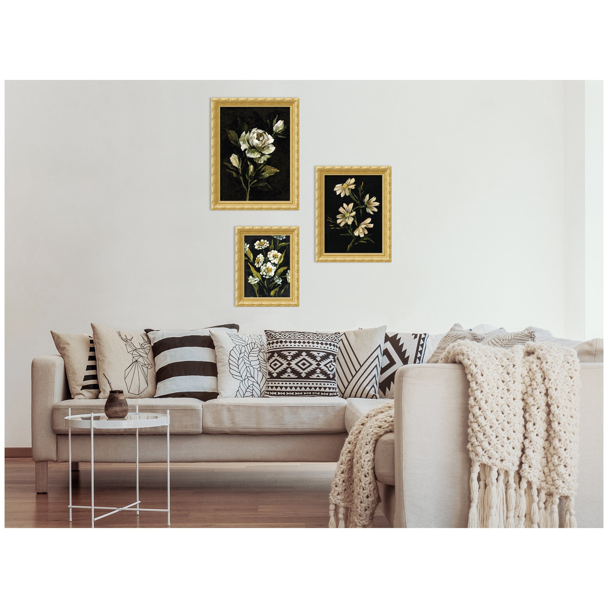 Moody Whites Floral No.
2 3 Piece Framed Wall Art Print Set by Annie Quigley