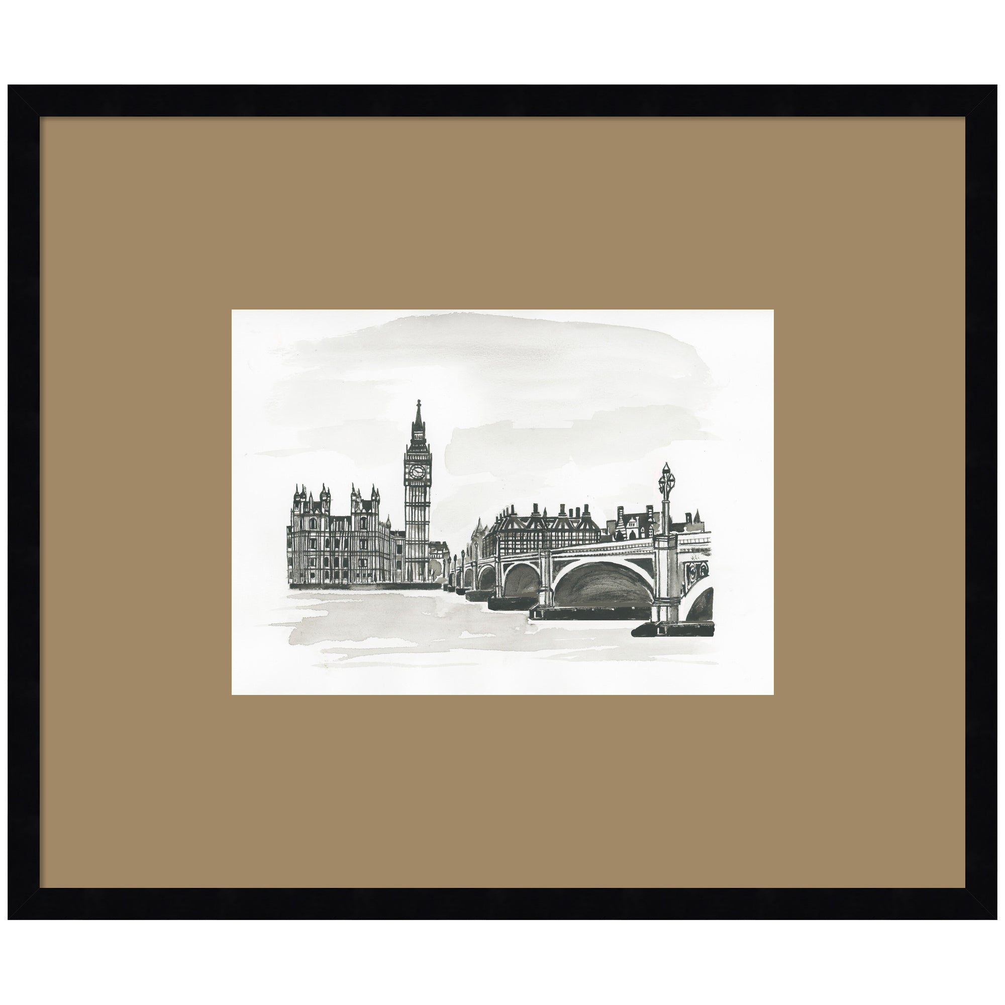 Postcard London by Teju Reval Framed Wall Art Print Matted by kateandlaurel
