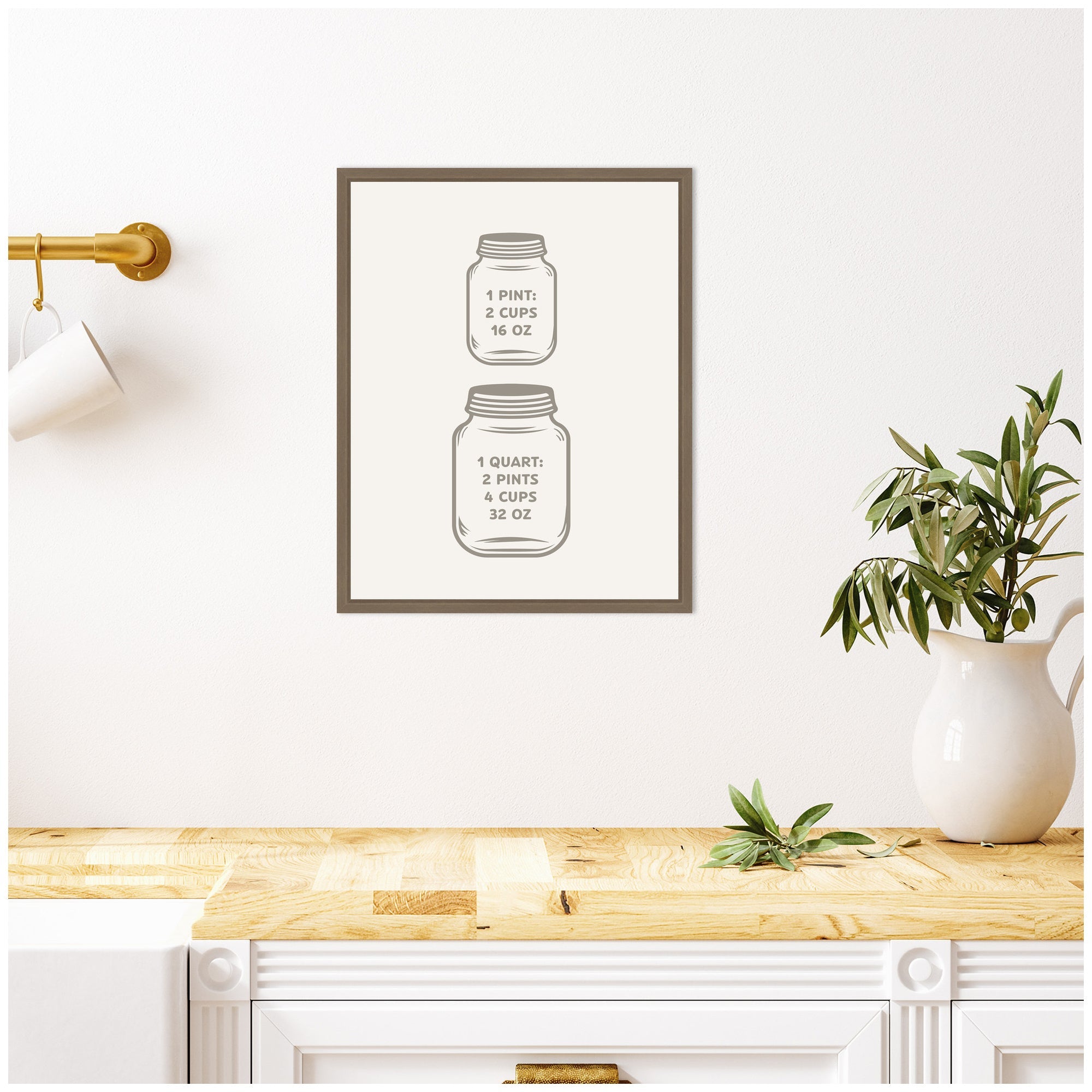 Kitchen Conversion Charts Pint Quart by The Creative Bunch Studio Framed Canvas Wall Art Print