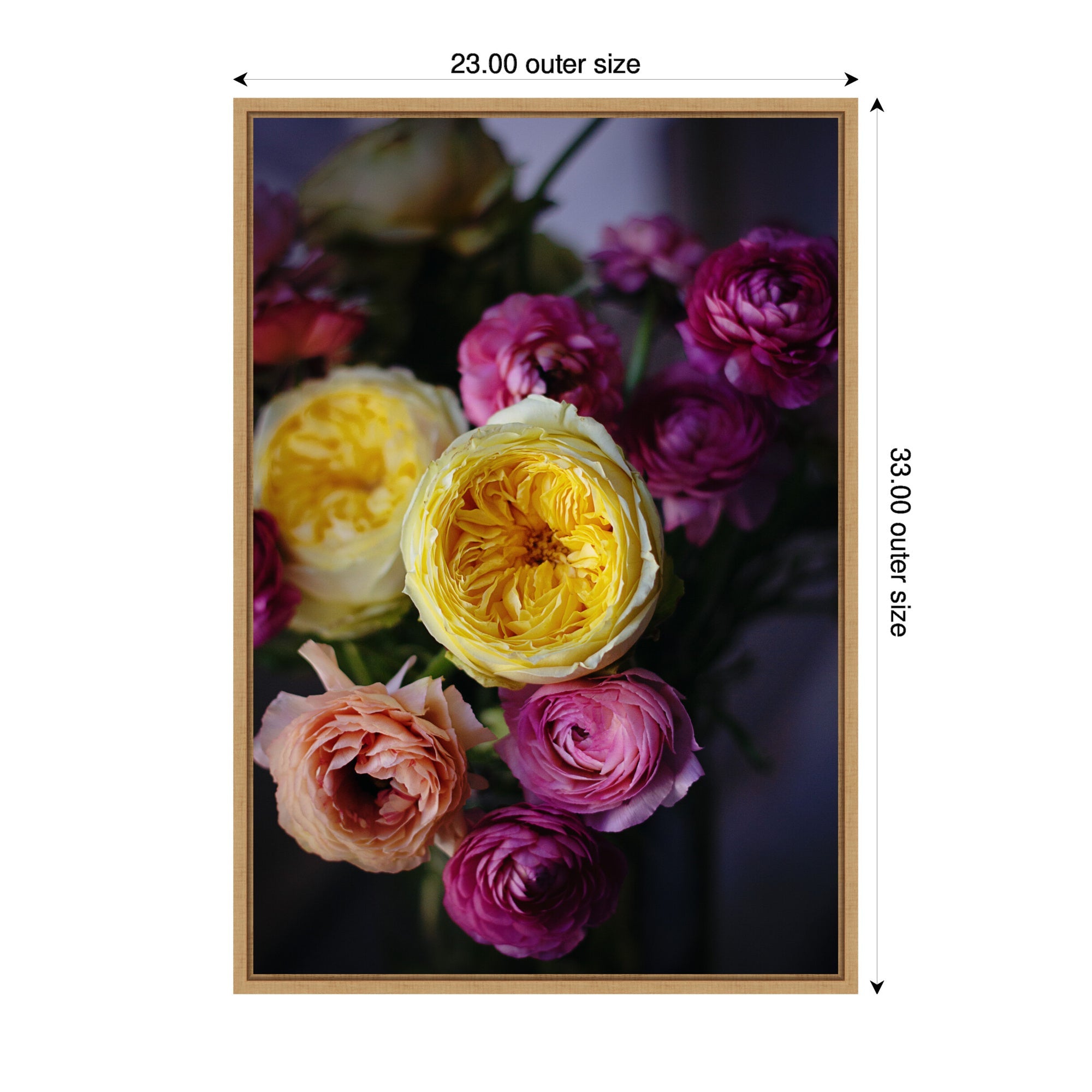 Sylvie Stunning Yellow and Pink Flower Bouquet Framed Canvas by Kristy Campbell