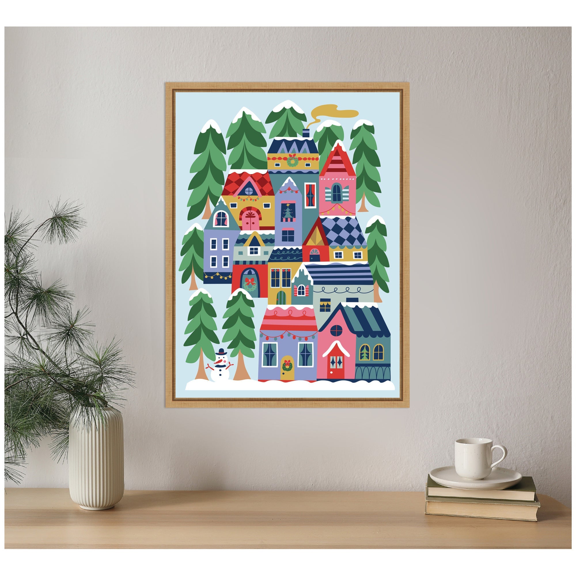 Sylvie Framed Canvas Cozy Houses by Rachel Lee