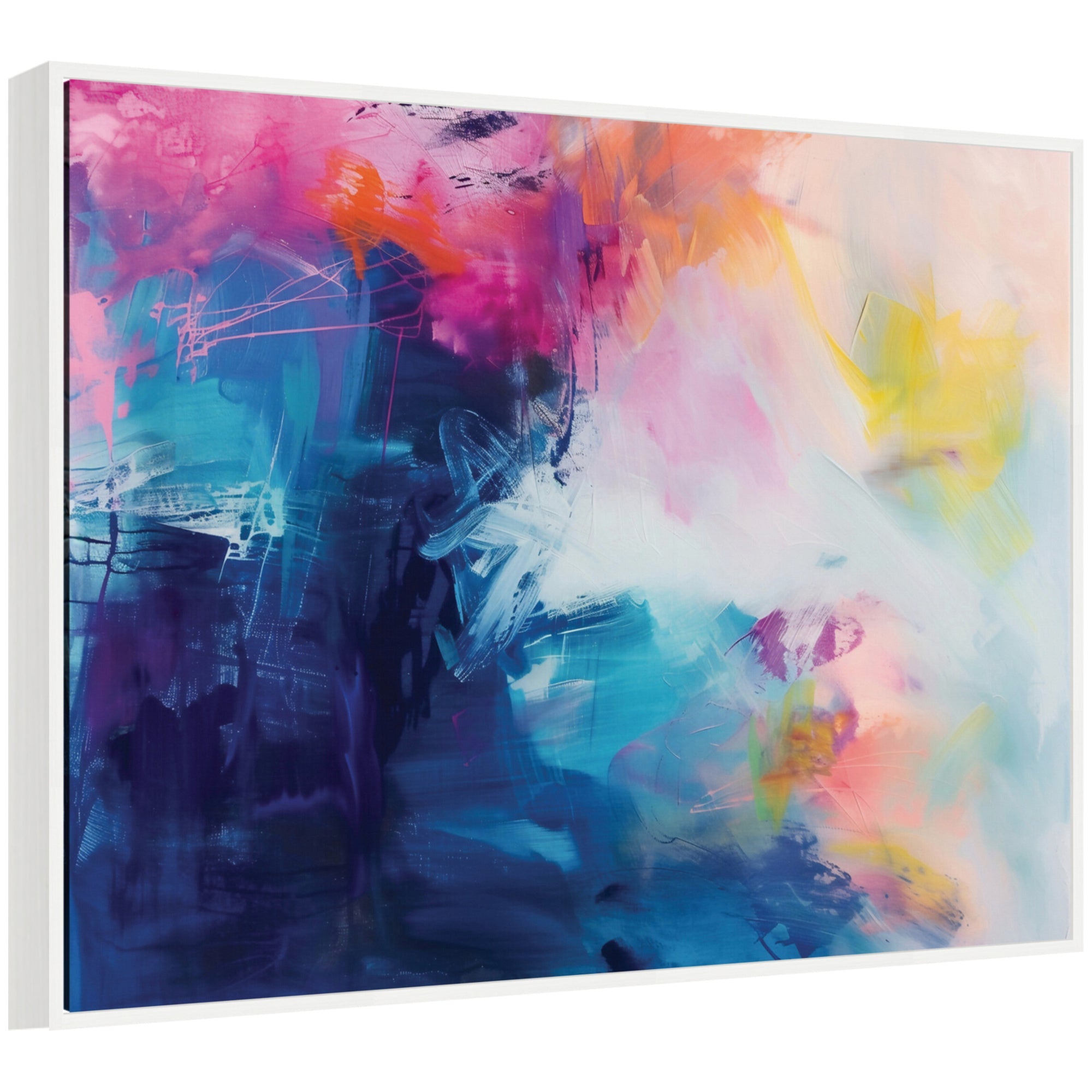 Sylvie Bright Abstract II Framed Canvas by Amy Lighthall showing colorful abstract shapes in a black polystyrene frame