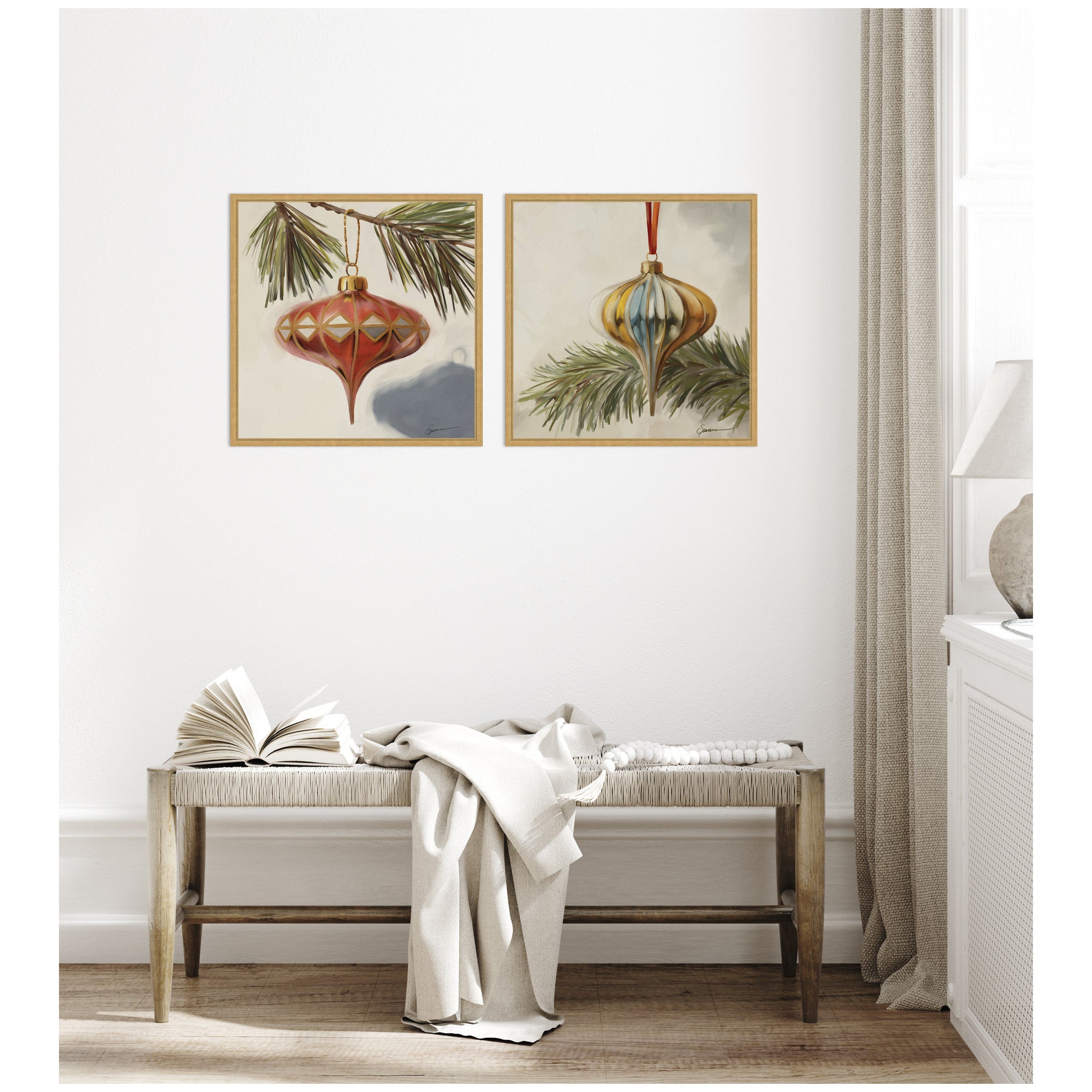 Nostalgic Holiday 2 Piece Framed Canvas Wall Art Set by Mary Sparrow