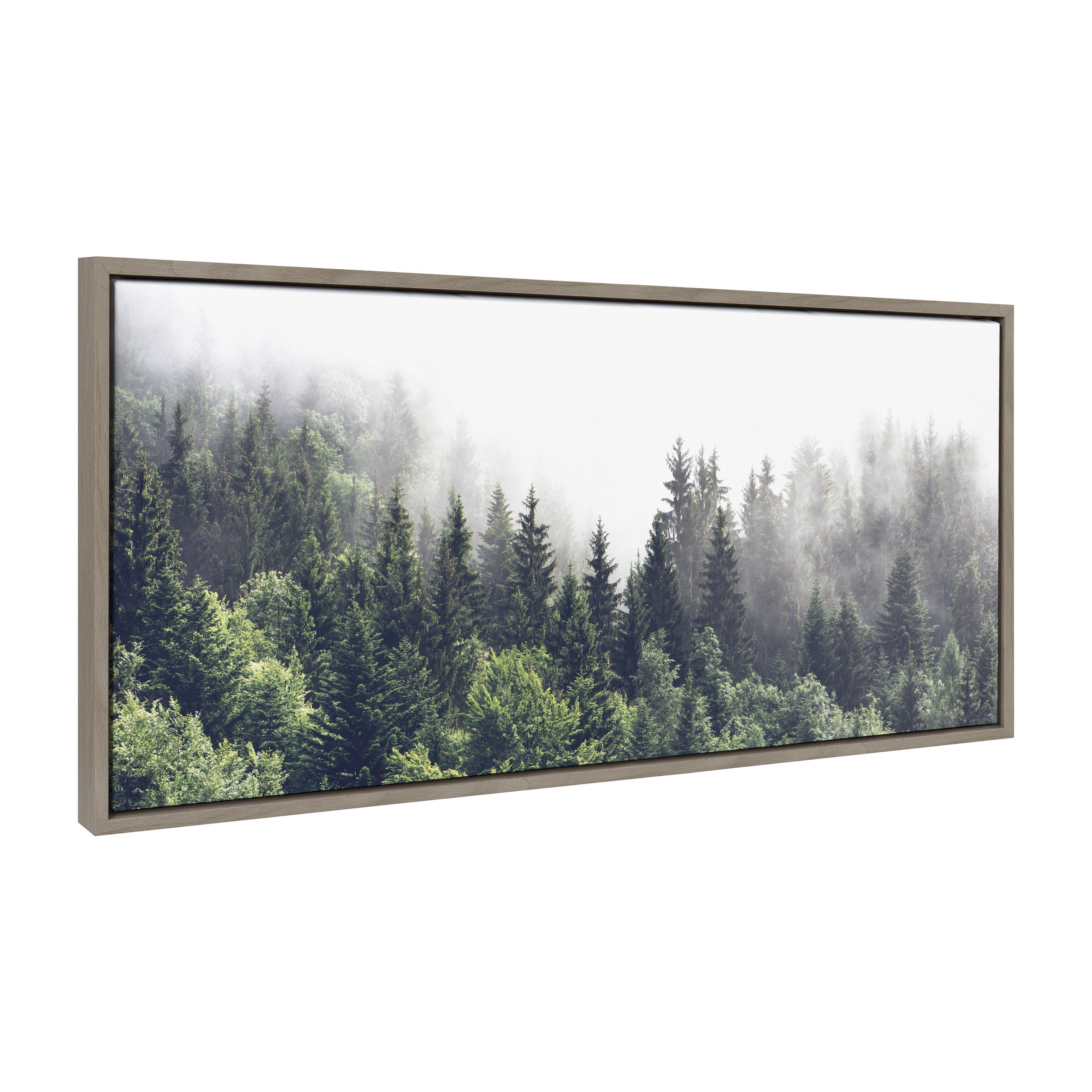 Sylvie Lush Green Forest On A Foggy Day Framed Canvas