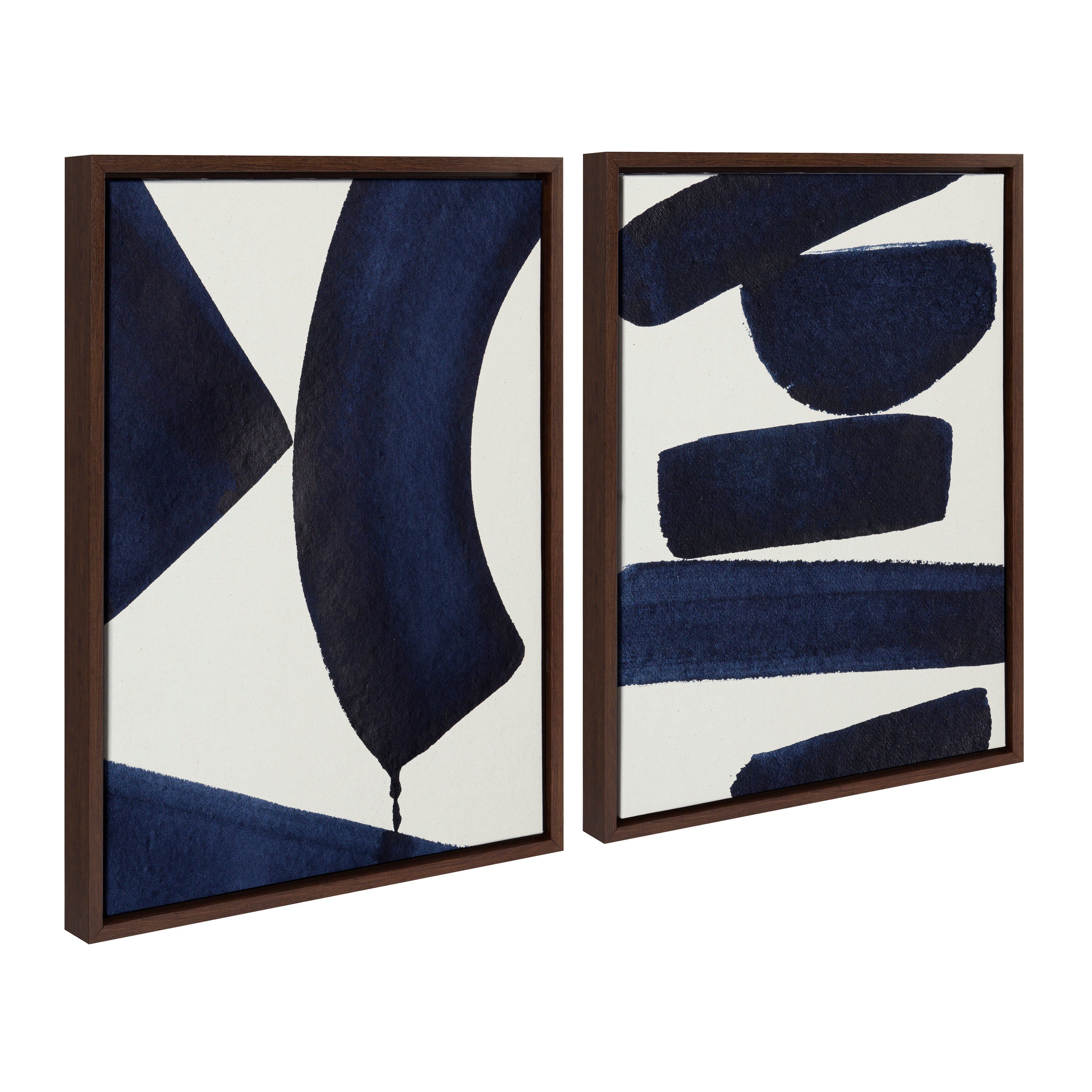 Sylvie Japandi 3 and Japandi 26 abstract framed canvas art set showing modern neutral tones and geometric composition