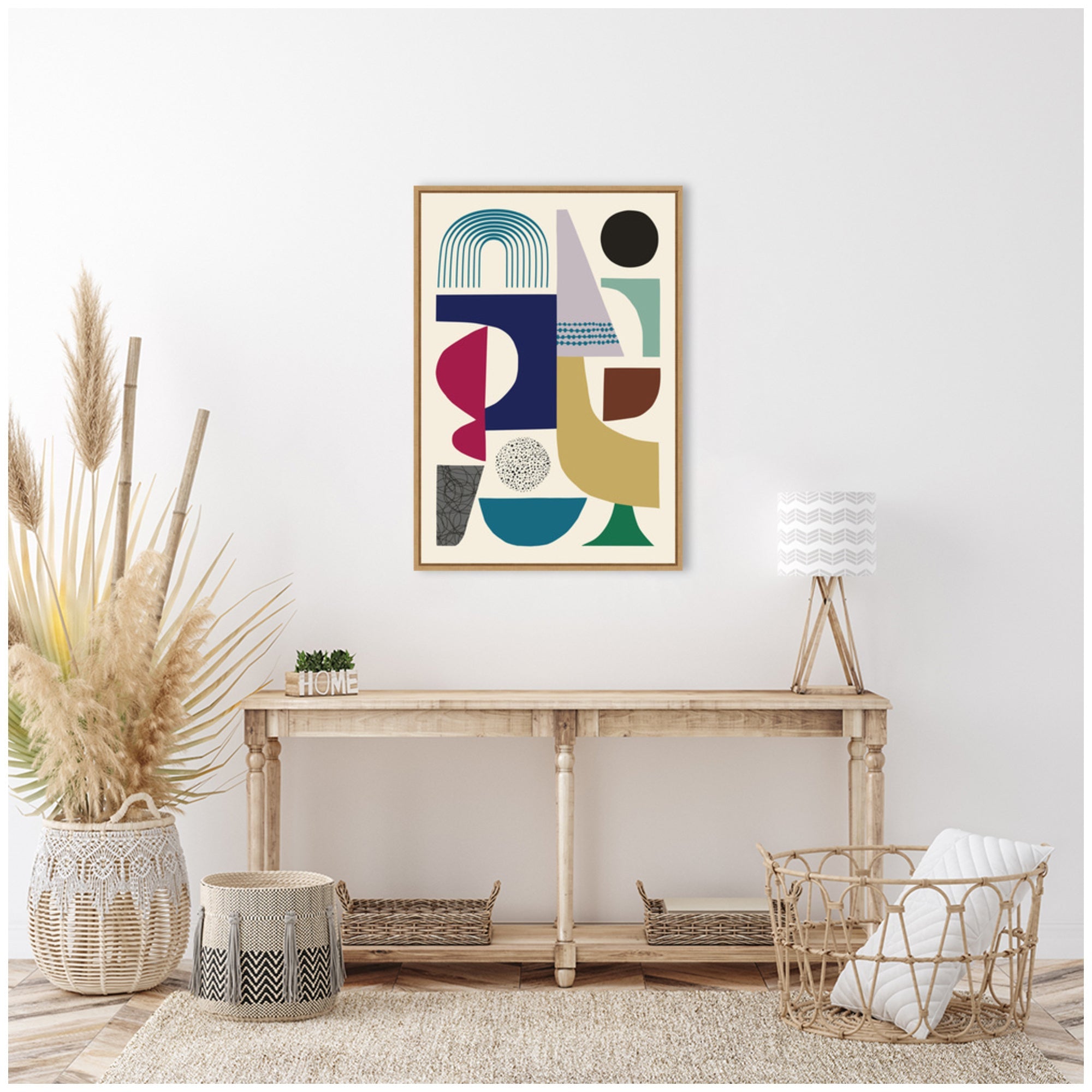 Sylvie MCM Retro Abstract Pattern Rainbow Framed Canvas by kateandlaurel - product image 6 for Resin Society