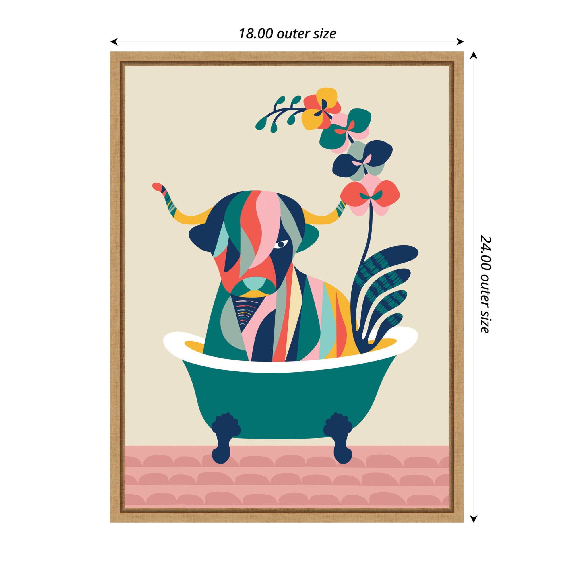 Sylvie MCM Cow in Bathtub Framed Canvas by Rachel Lee