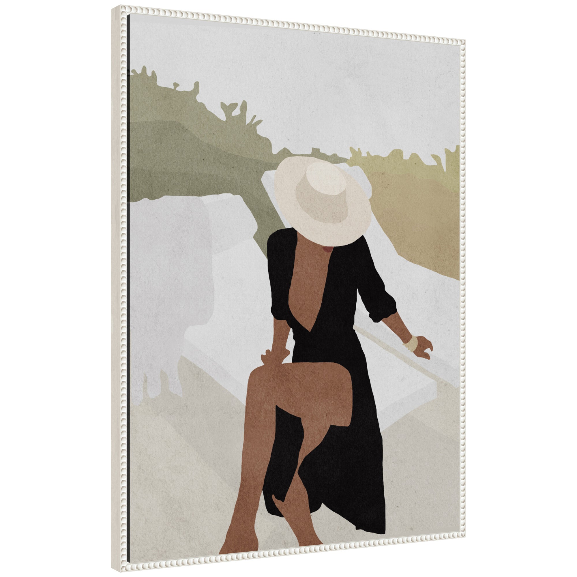 Sylvie Elegant Woman in Hat Framed Canvas by July Art Prints