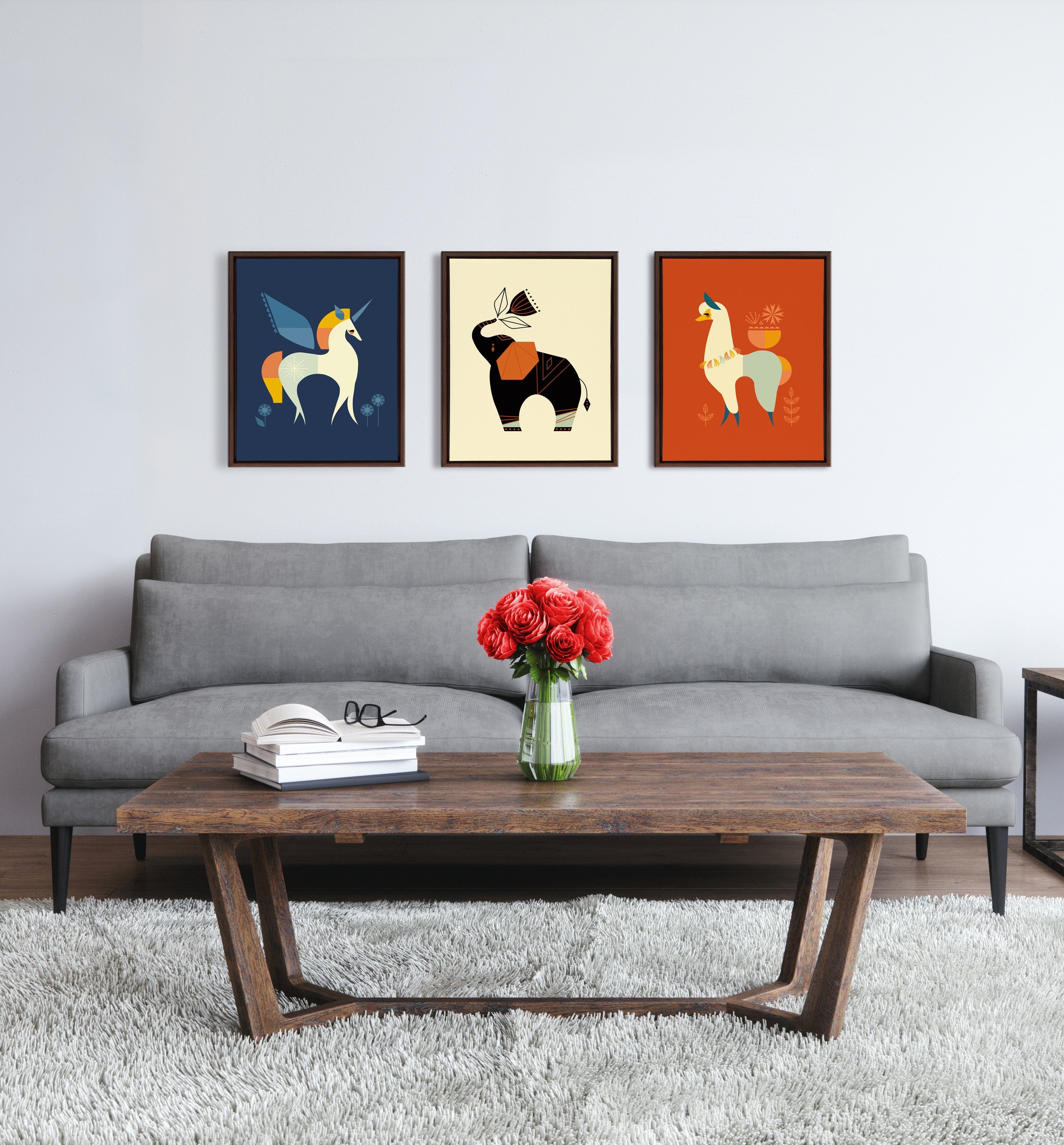 Sylvie Modern Elephant Framed Canvas by kateandlaurel - product image 8 for Resin Society