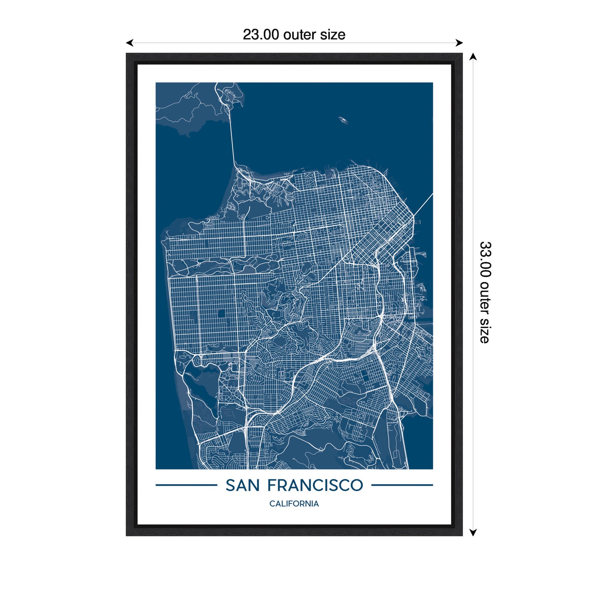 Sylvie San Francisco Map Regal Blue Framed Canvas by Jake Goossen