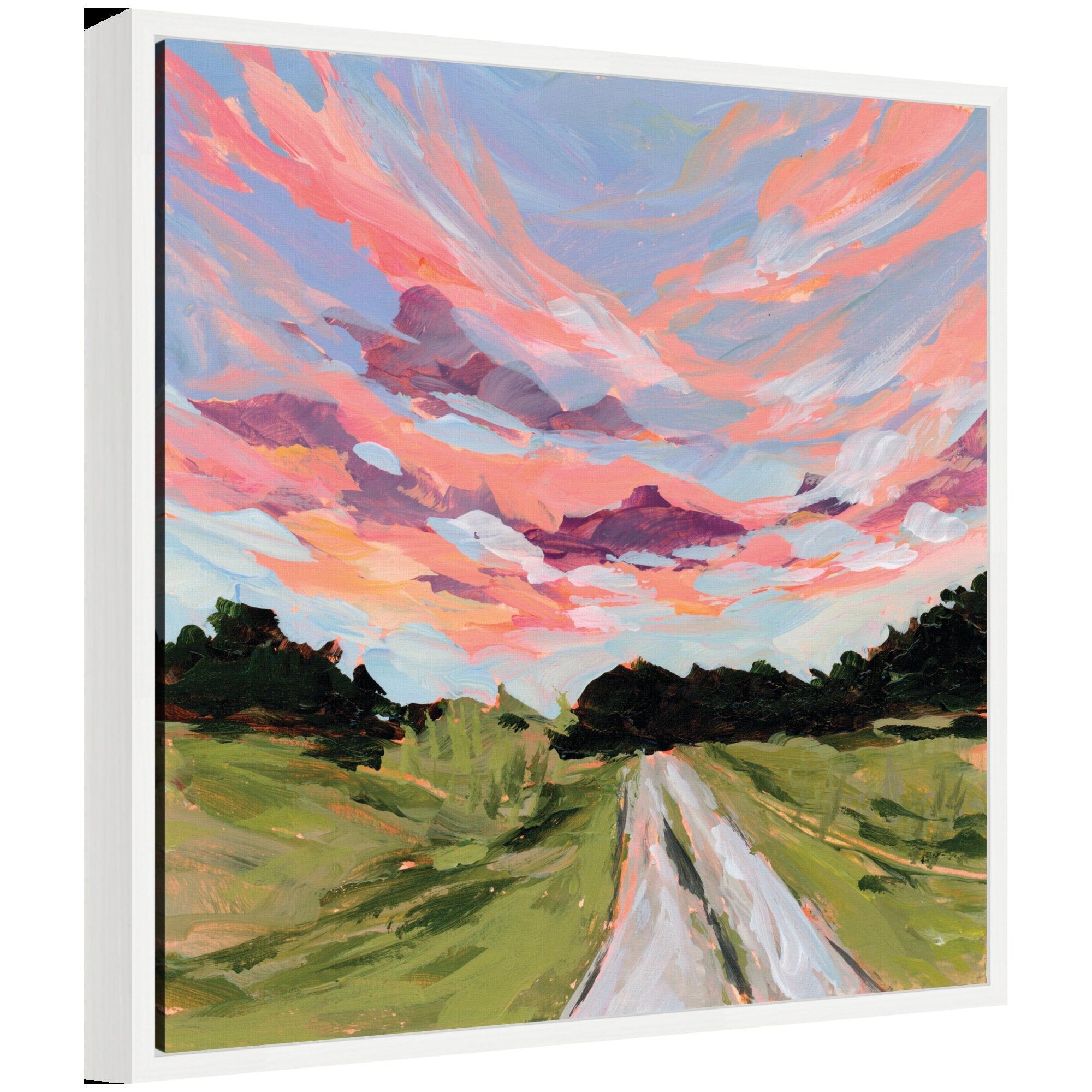 Framed gallery-wrapped canvas titled Sylvie Illinois by Emily Kenney showing a natural landscape