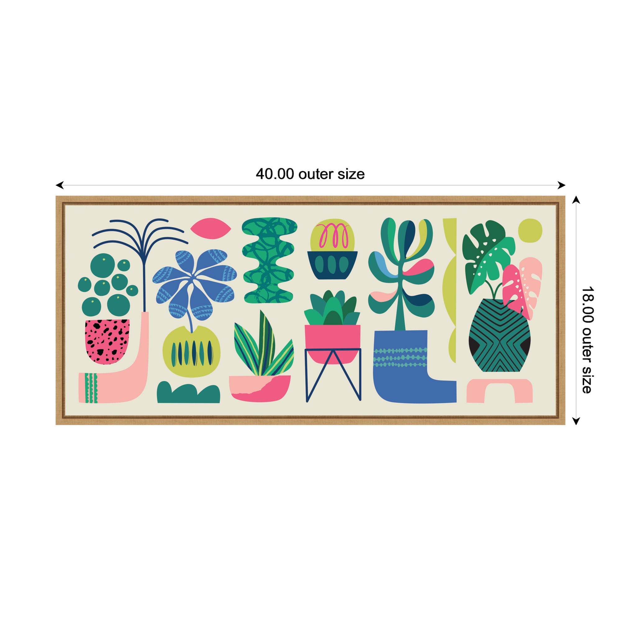 Sylvie Retro Bright Floral and Succulent Panel Framed Canvas by Rachel Lee